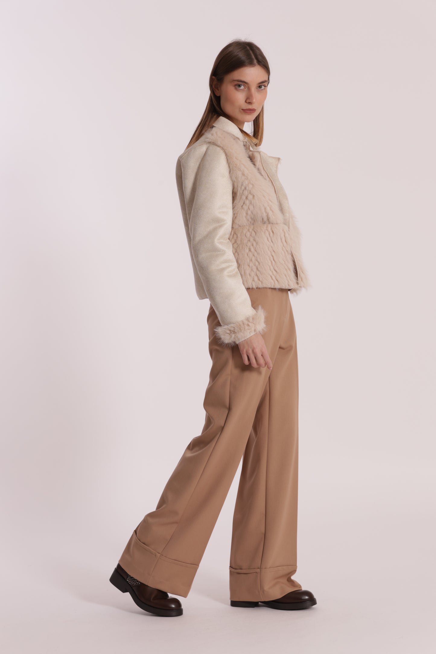 GIUBBOTTO CROPPED REVERSIBILE EFFETTO MONTONE