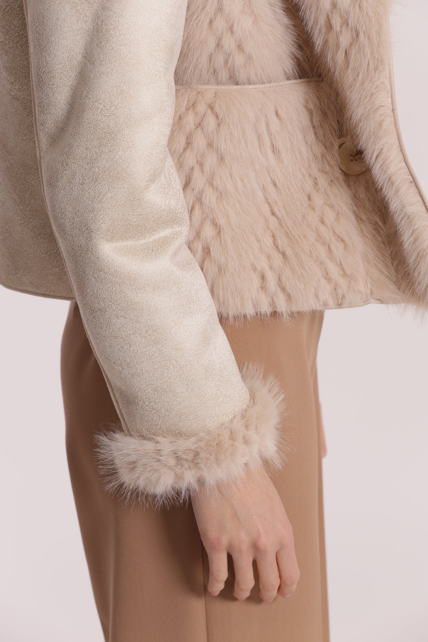 GIUBBOTTO CROPPED REVERSIBILE EFFETTO MONTONE