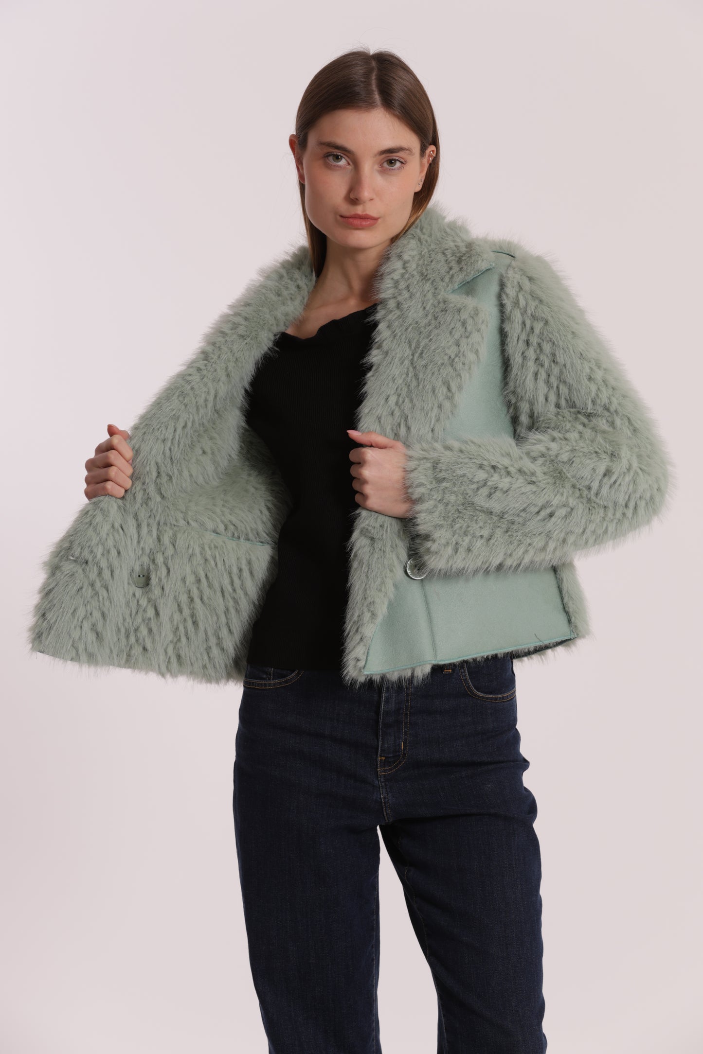 GIUBBOTTO CROPPED REVERSIBILE EFFETTO MONTONE