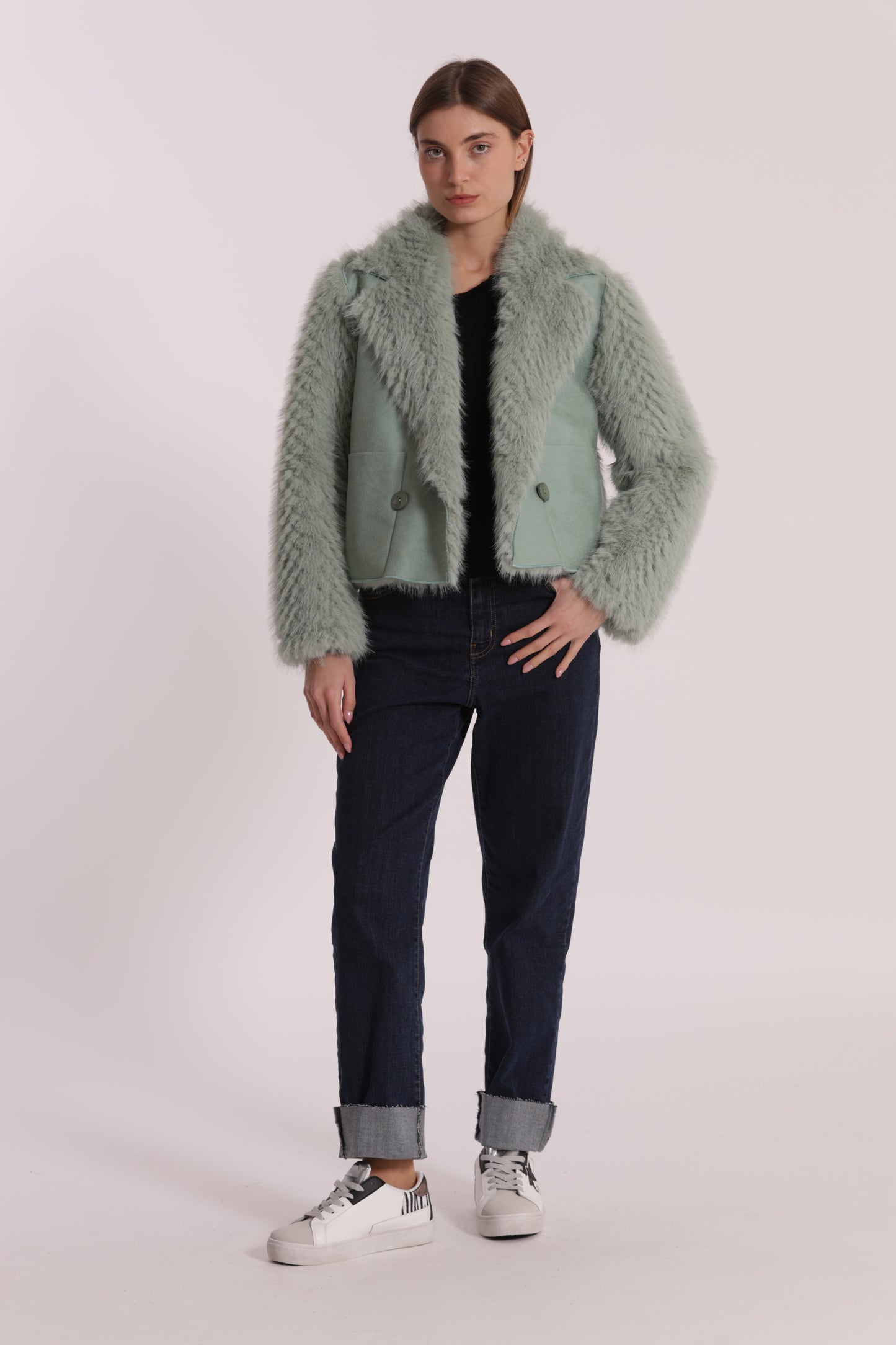 GIUBBOTTO CROPPED REVERSIBILE EFFETTO MONTONE