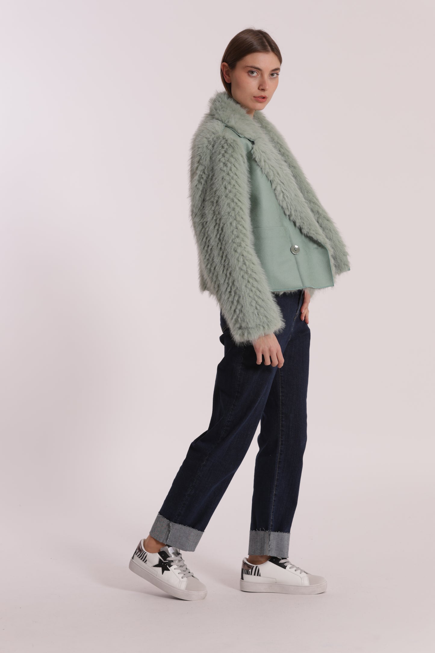 GIUBBOTTO CROPPED REVERSIBILE EFFETTO MONTONE