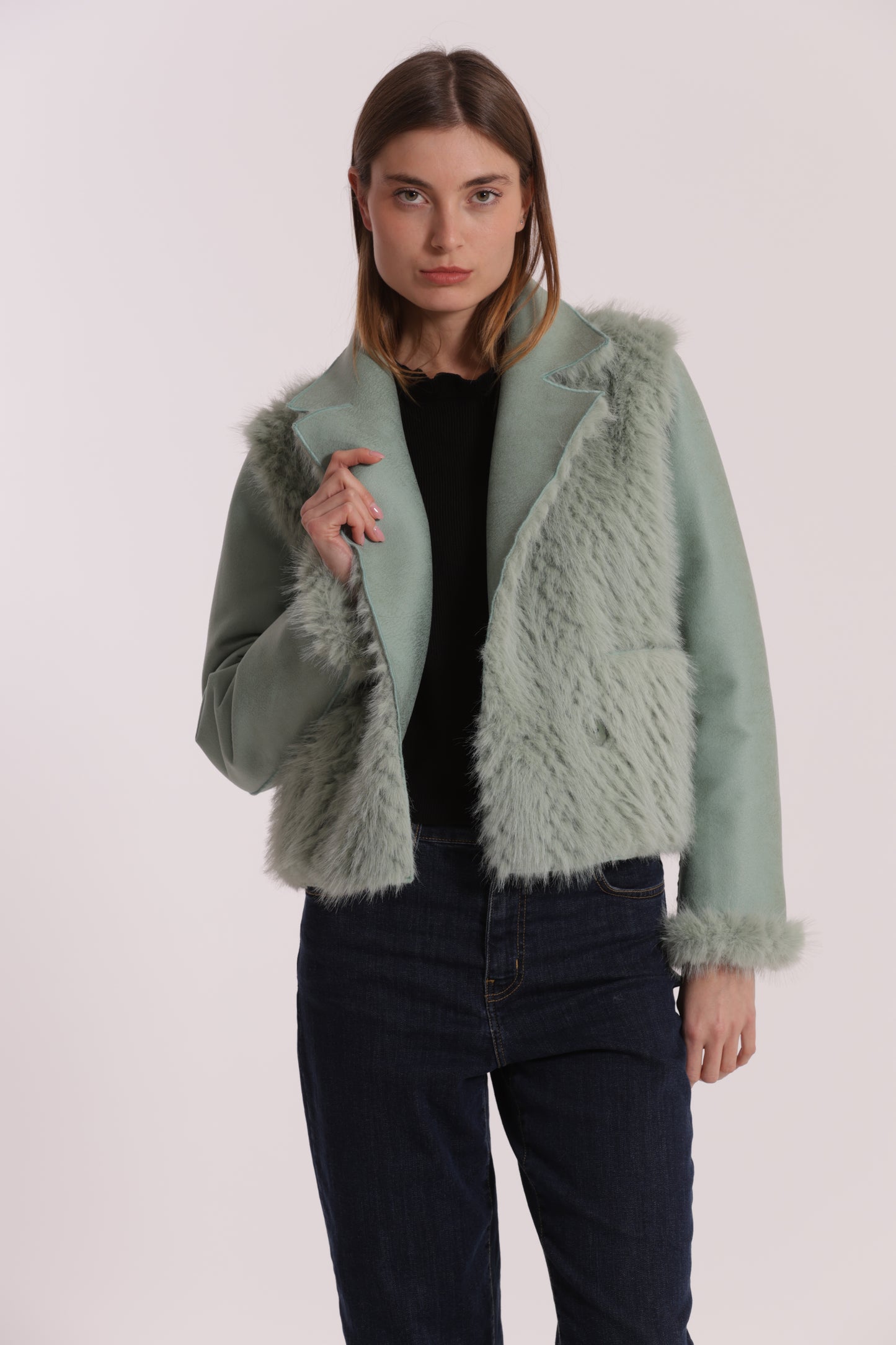 GIUBBOTTO CROPPED REVERSIBILE EFFETTO MONTONE