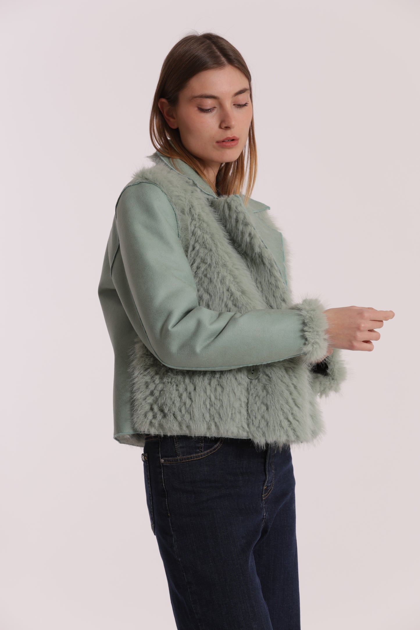 GIUBBOTTO CROPPED REVERSIBILE EFFETTO MONTONE
