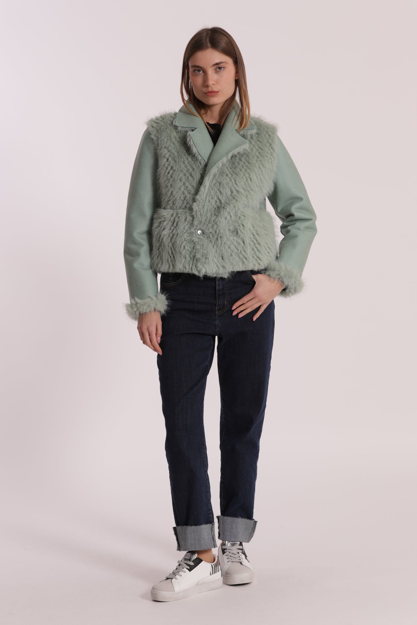 GIUBBOTTO CROPPED REVERSIBILE EFFETTO MONTONE
