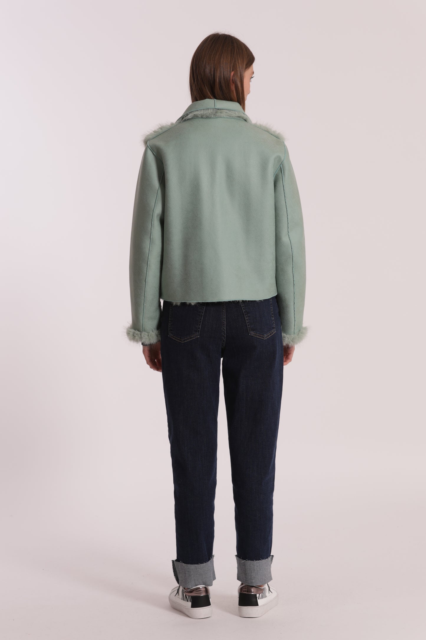 GIUBBOTTO CROPPED REVERSIBILE EFFETTO MONTONE