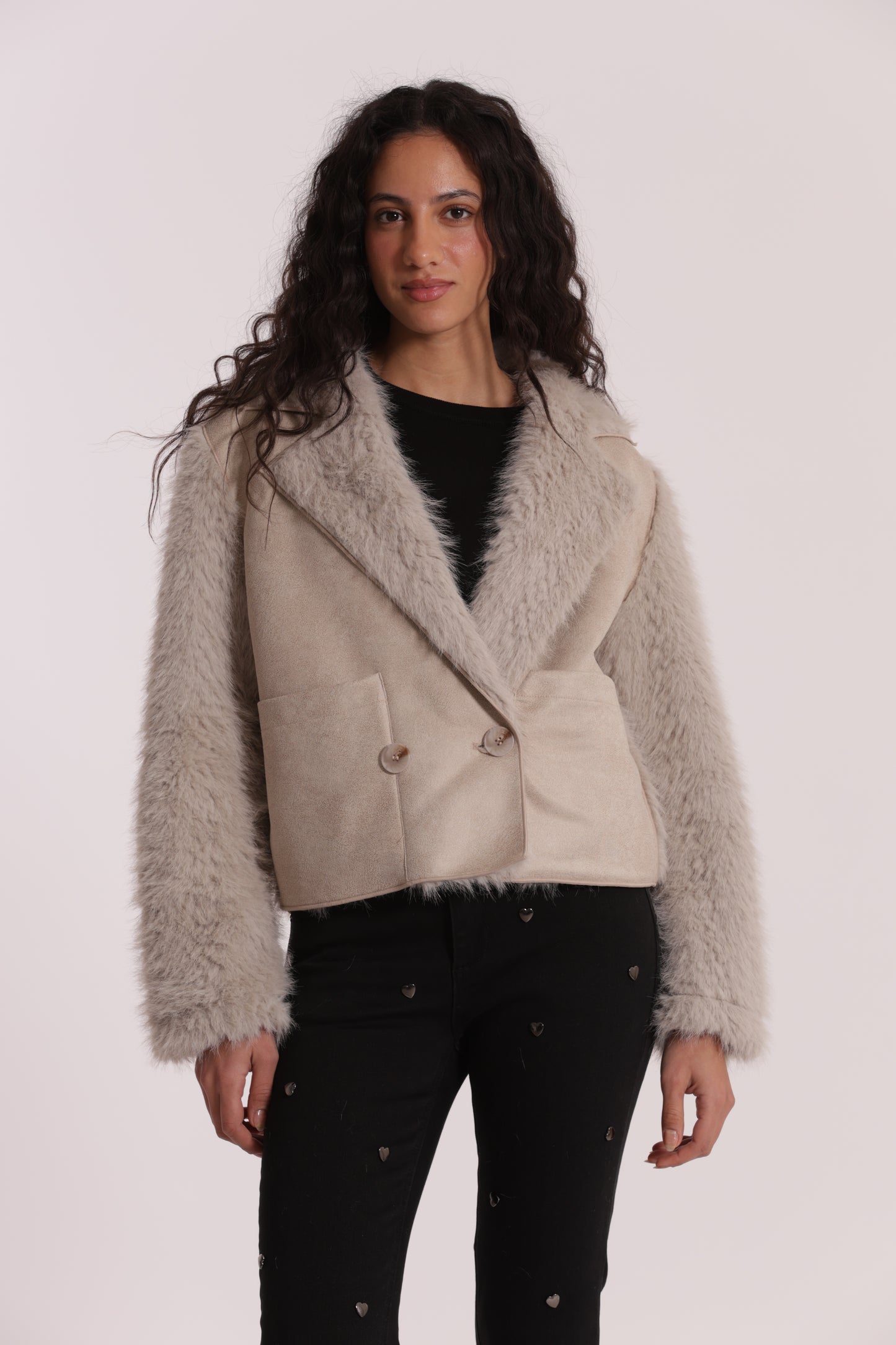 GIUBBOTTO CROPPED REVERSIBILE EFFETTO MONTONE