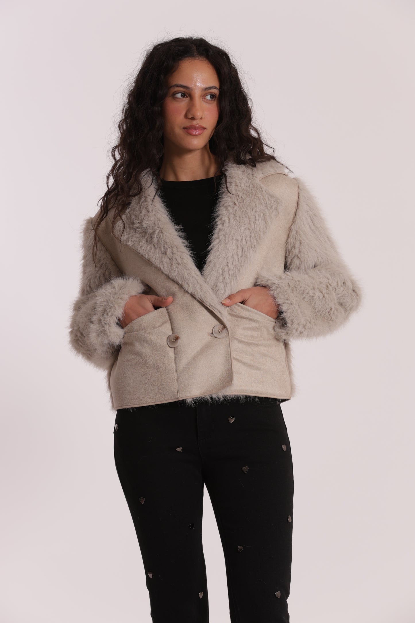 GIUBBOTTO CROPPED REVERSIBILE EFFETTO MONTONE