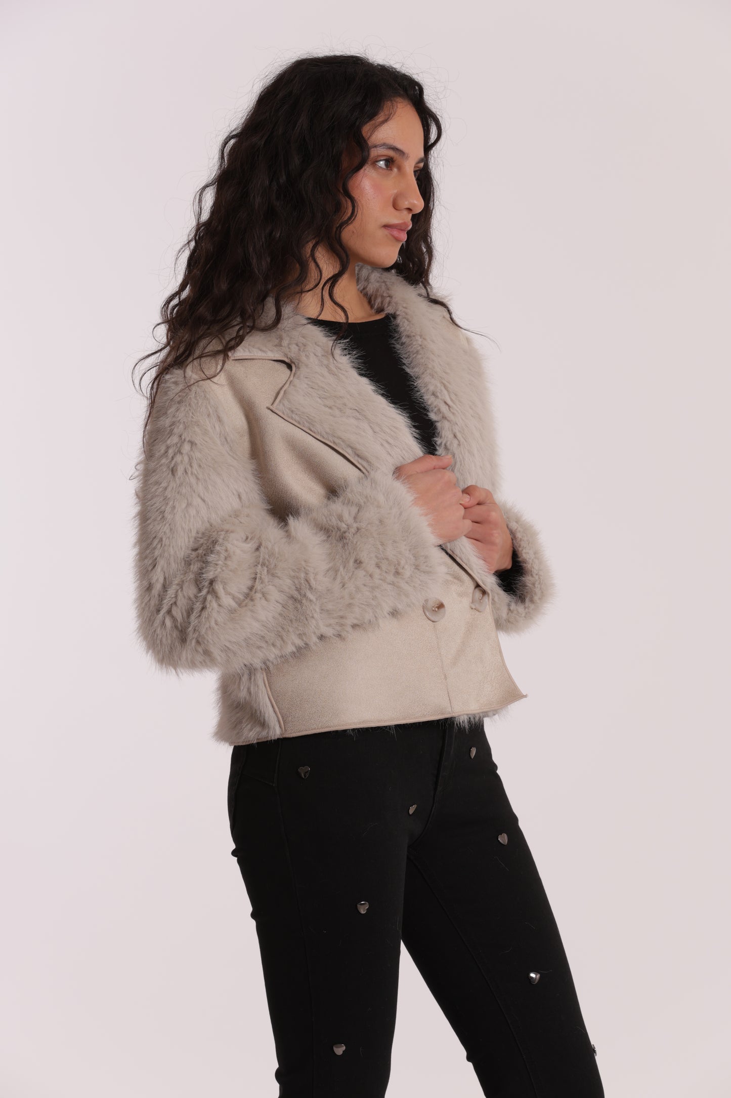 GIUBBOTTO CROPPED REVERSIBILE EFFETTO MONTONE