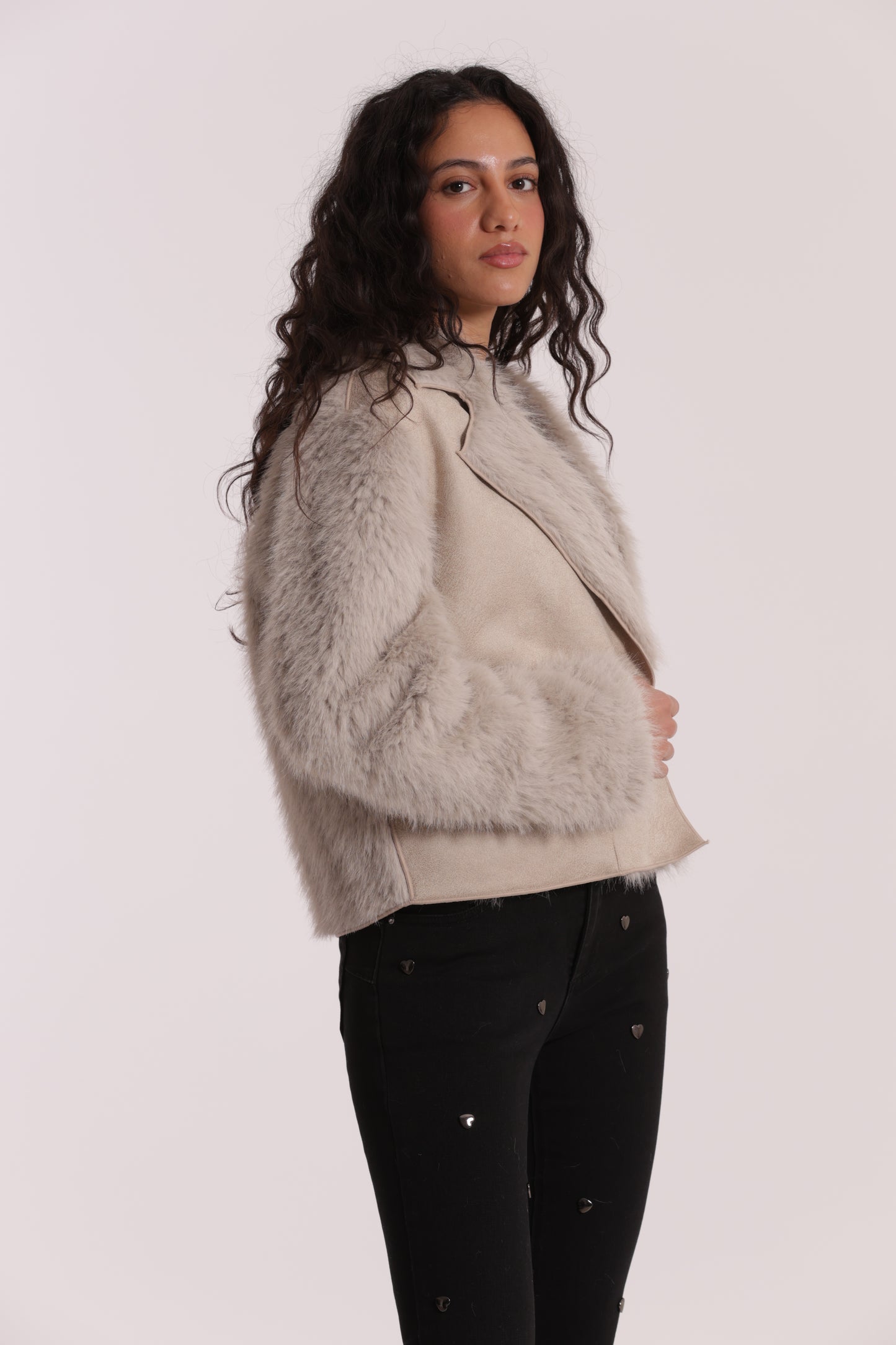 GIUBBOTTO CROPPED REVERSIBILE EFFETTO MONTONE