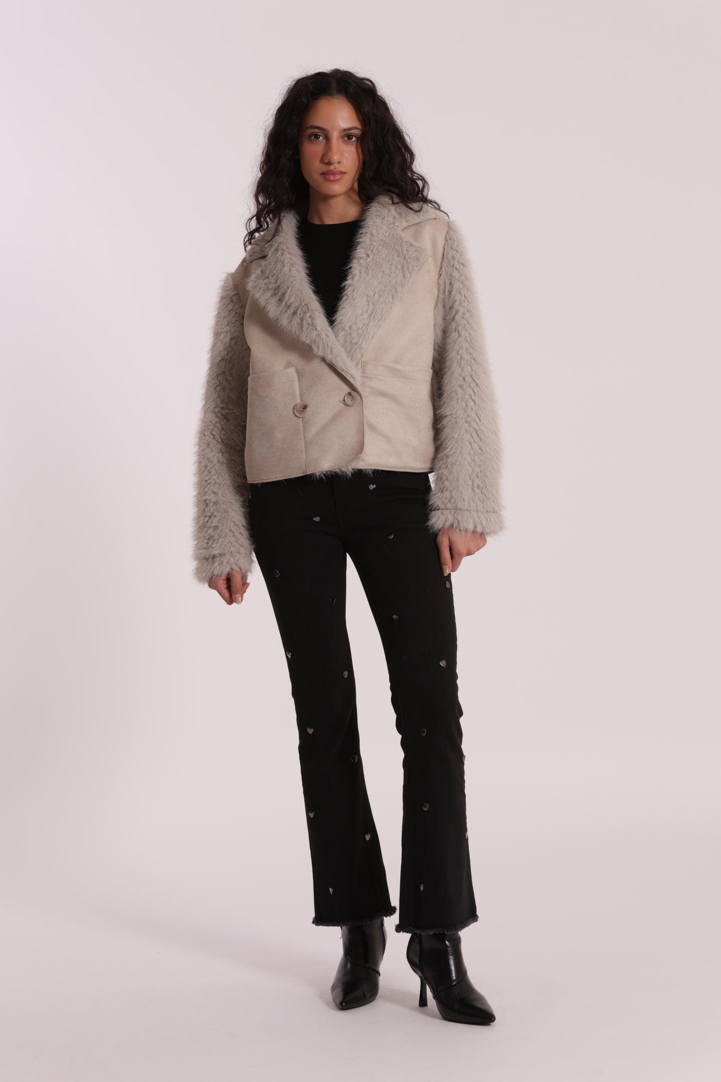 GIUBBOTTO CROPPED REVERSIBILE EFFETTO MONTONE