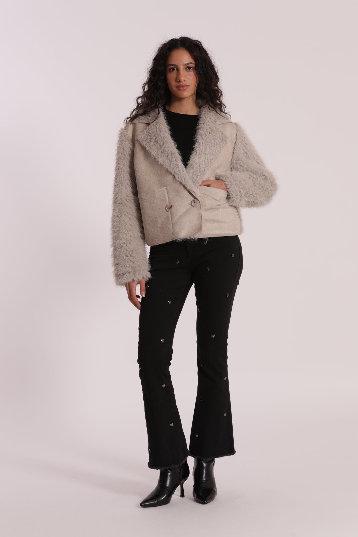 GIUBBOTTO CROPPED REVERSIBILE EFFETTO MONTONE