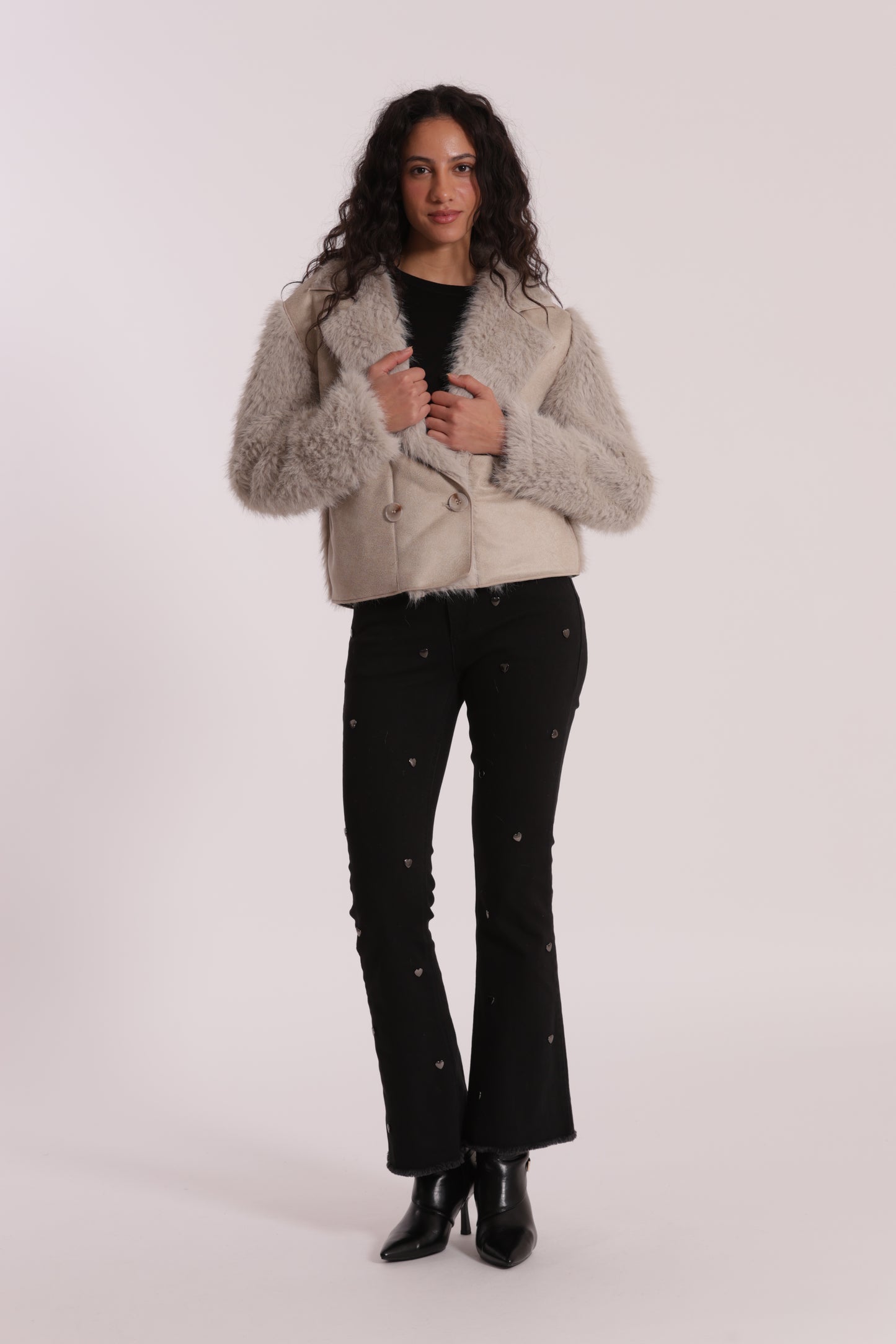 GIUBBOTTO CROPPED REVERSIBILE EFFETTO MONTONE