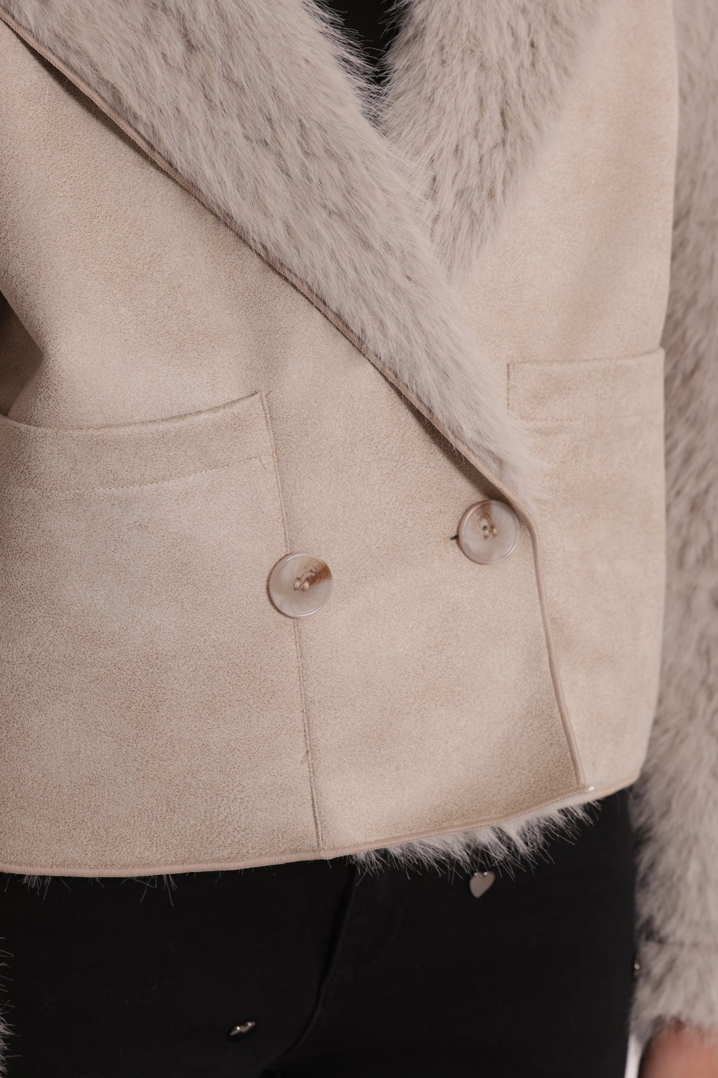 GIUBBOTTO CROPPED REVERSIBILE EFFETTO MONTONE