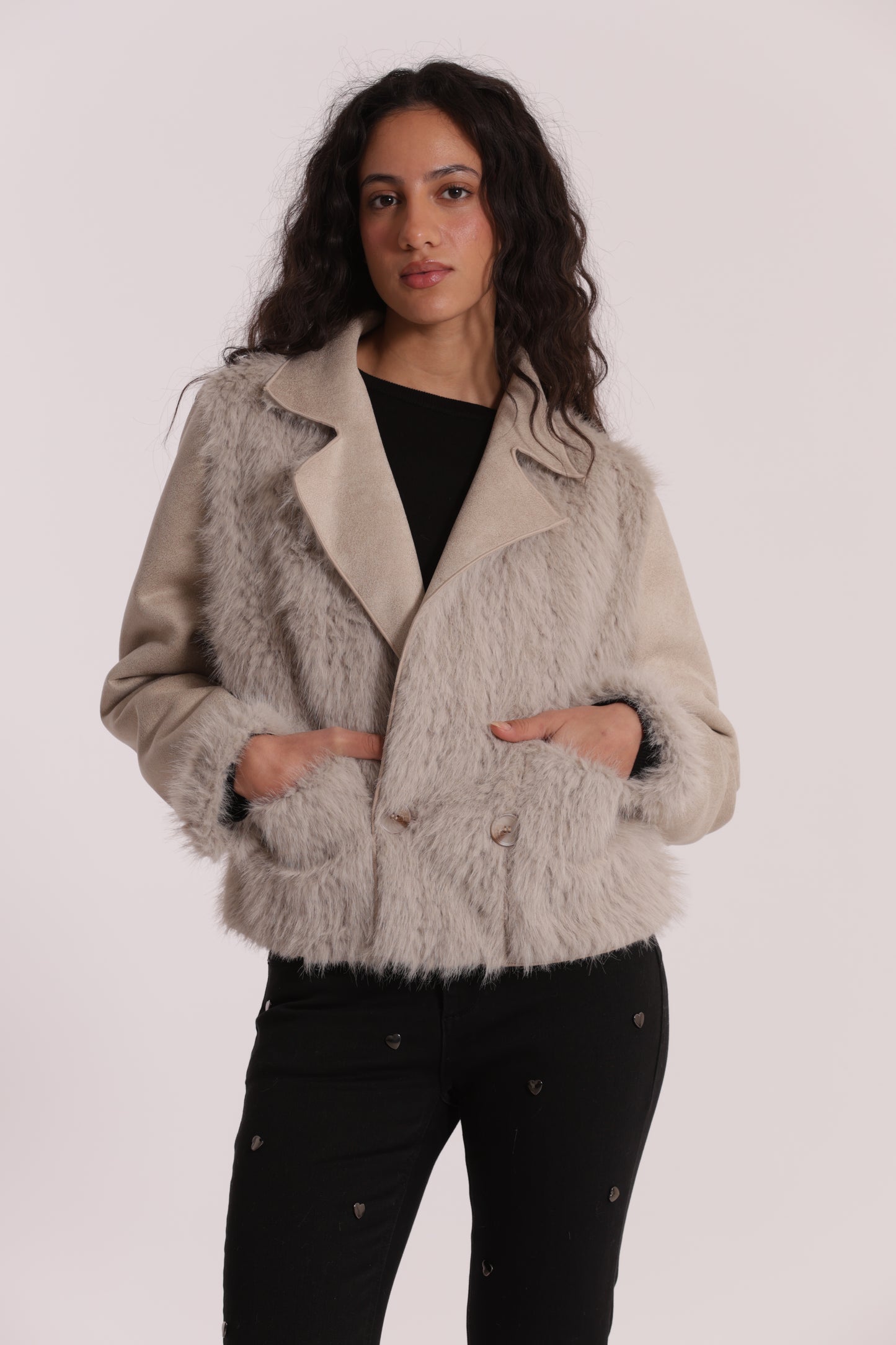 GIUBBOTTO CROPPED REVERSIBILE EFFETTO MONTONE