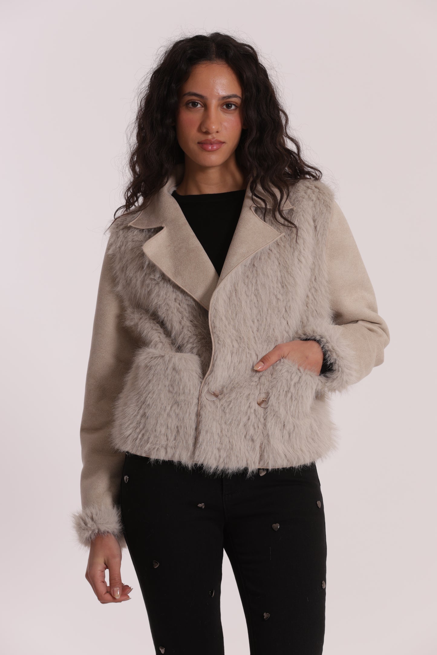 GIUBBOTTO CROPPED REVERSIBILE EFFETTO MONTONE