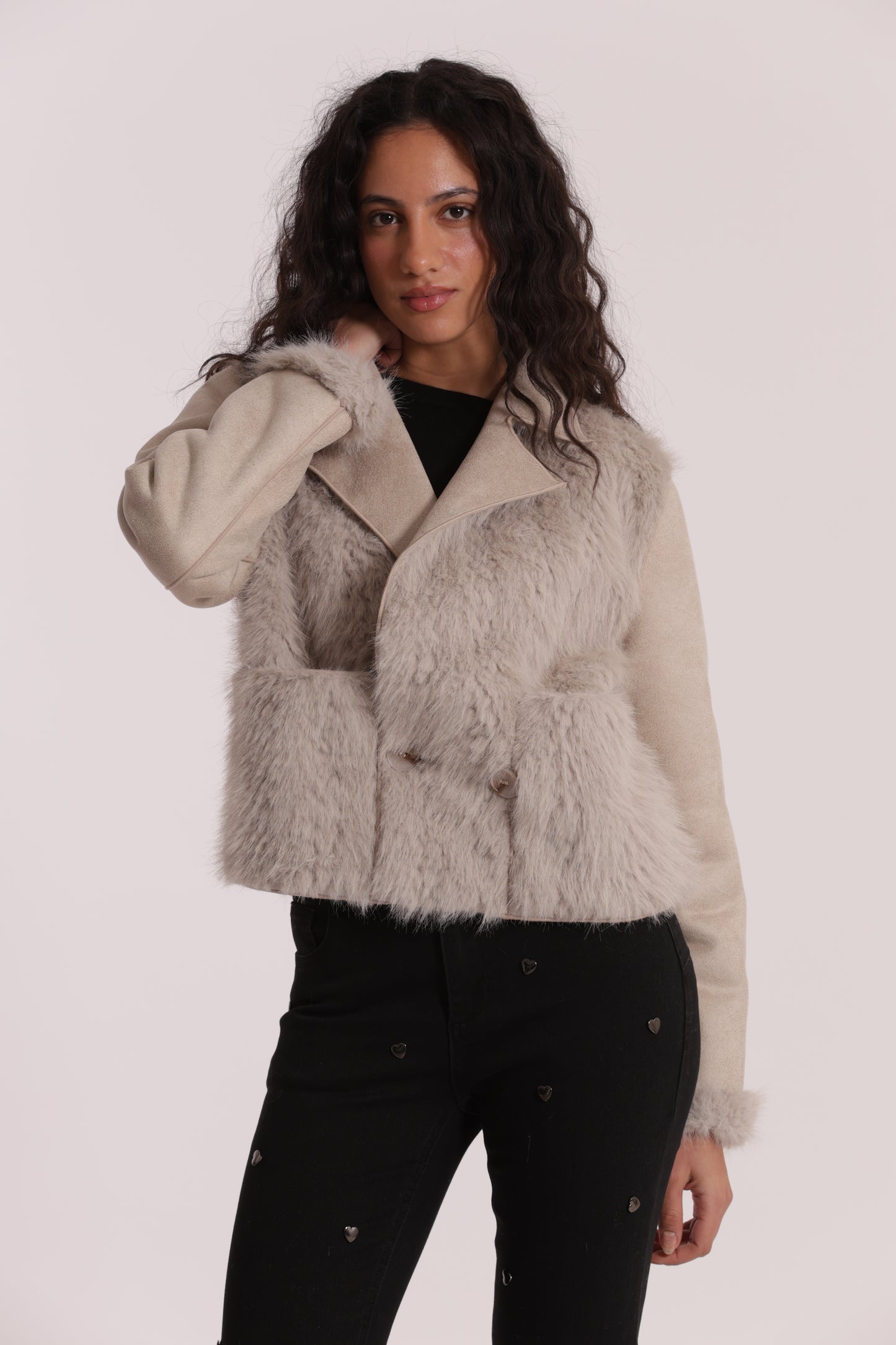 GIUBBOTTO CROPPED REVERSIBILE EFFETTO MONTONE