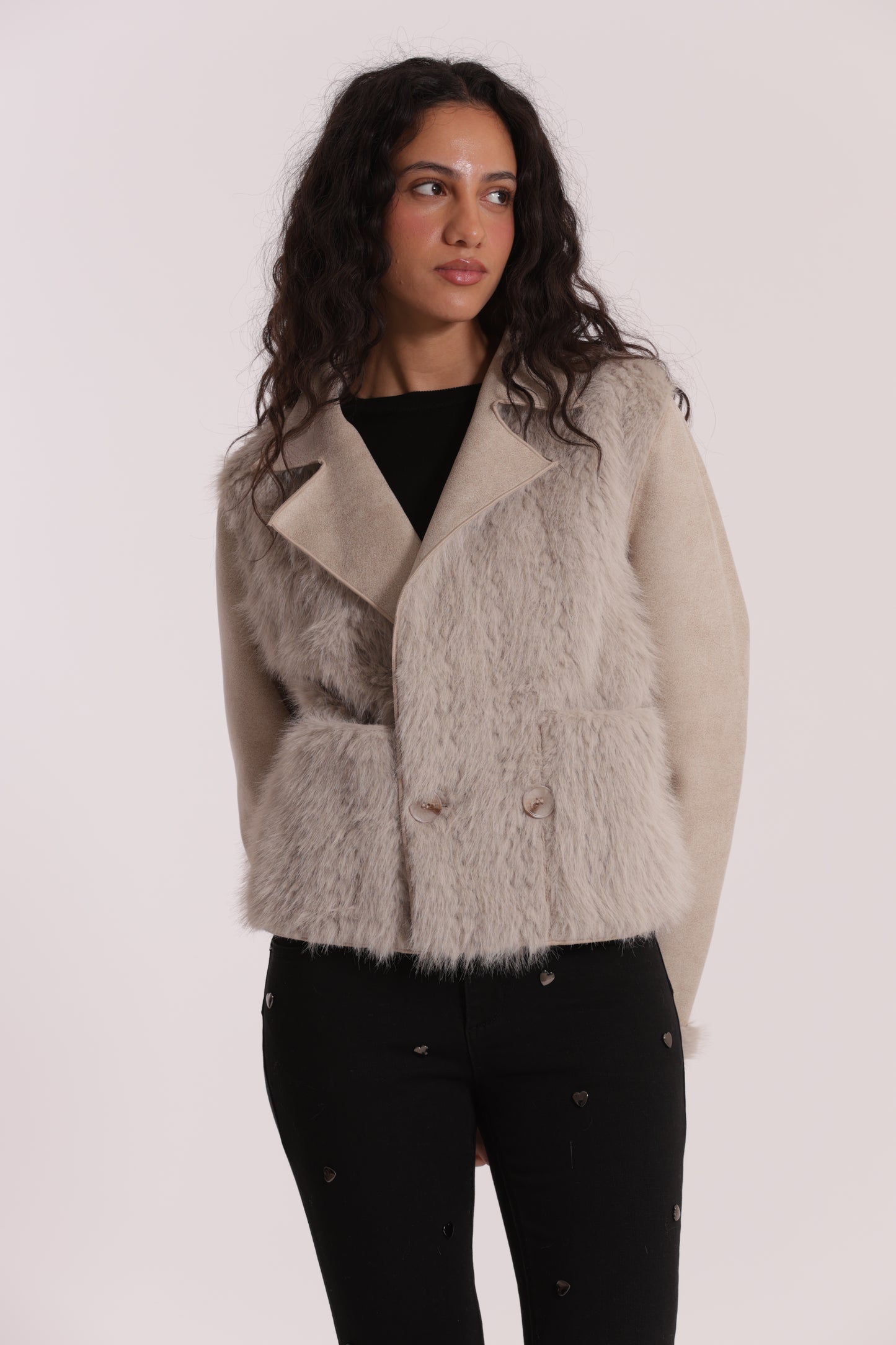 GIUBBOTTO CROPPED REVERSIBILE EFFETTO MONTONE