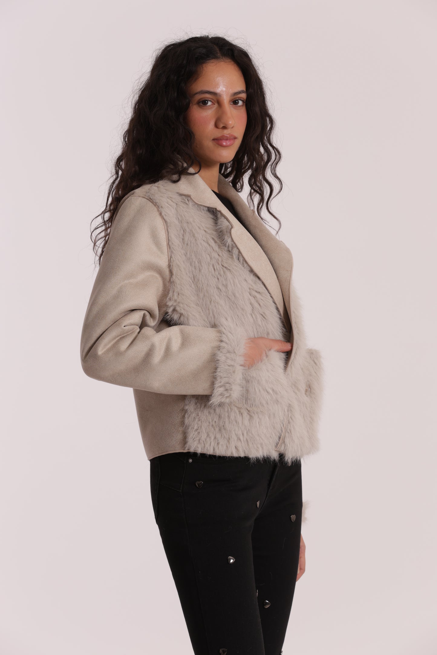 GIUBBOTTO CROPPED REVERSIBILE EFFETTO MONTONE