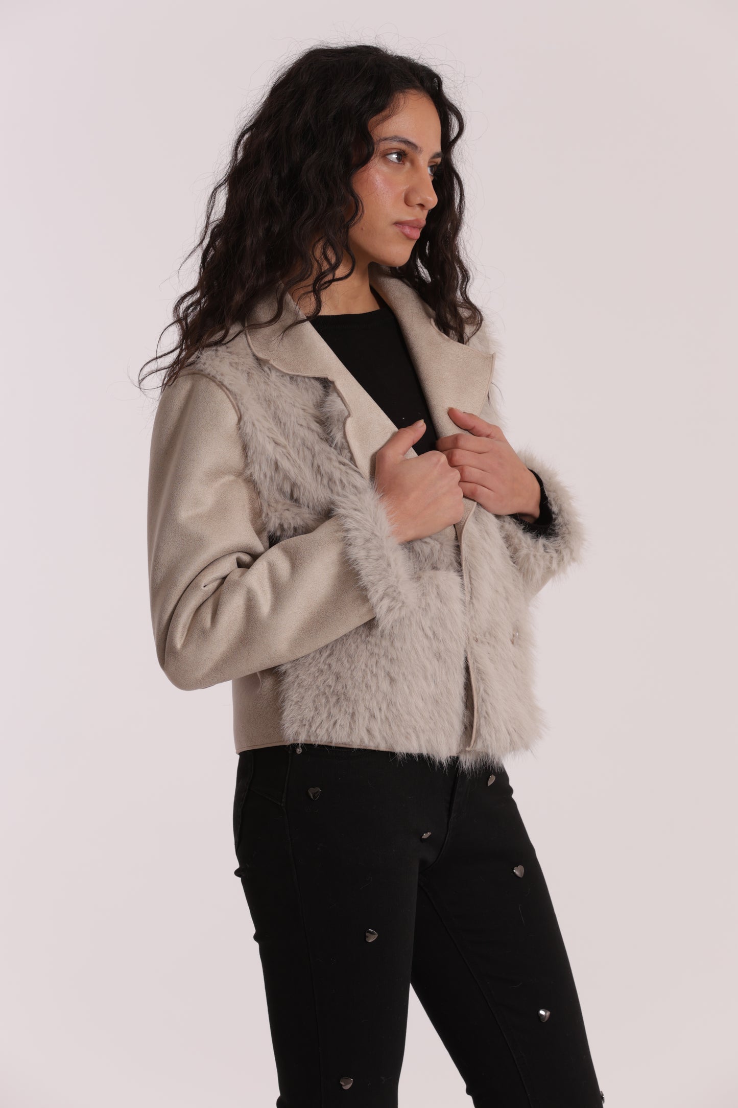 GIUBBOTTO CROPPED REVERSIBILE EFFETTO MONTONE