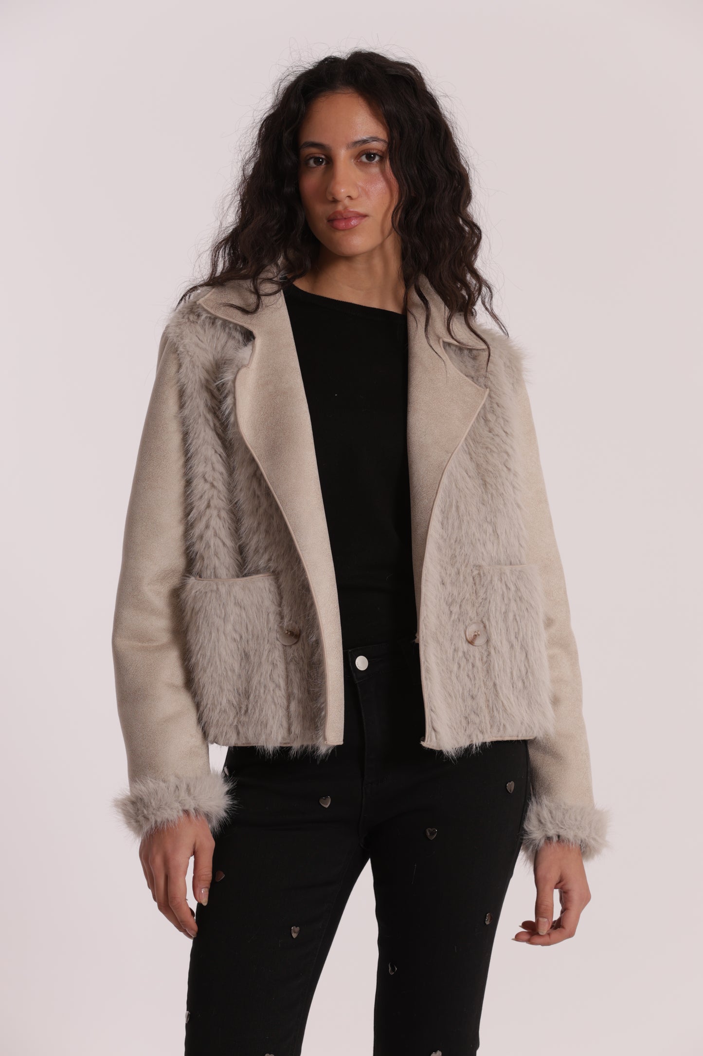 GIUBBOTTO CROPPED REVERSIBILE EFFETTO MONTONE