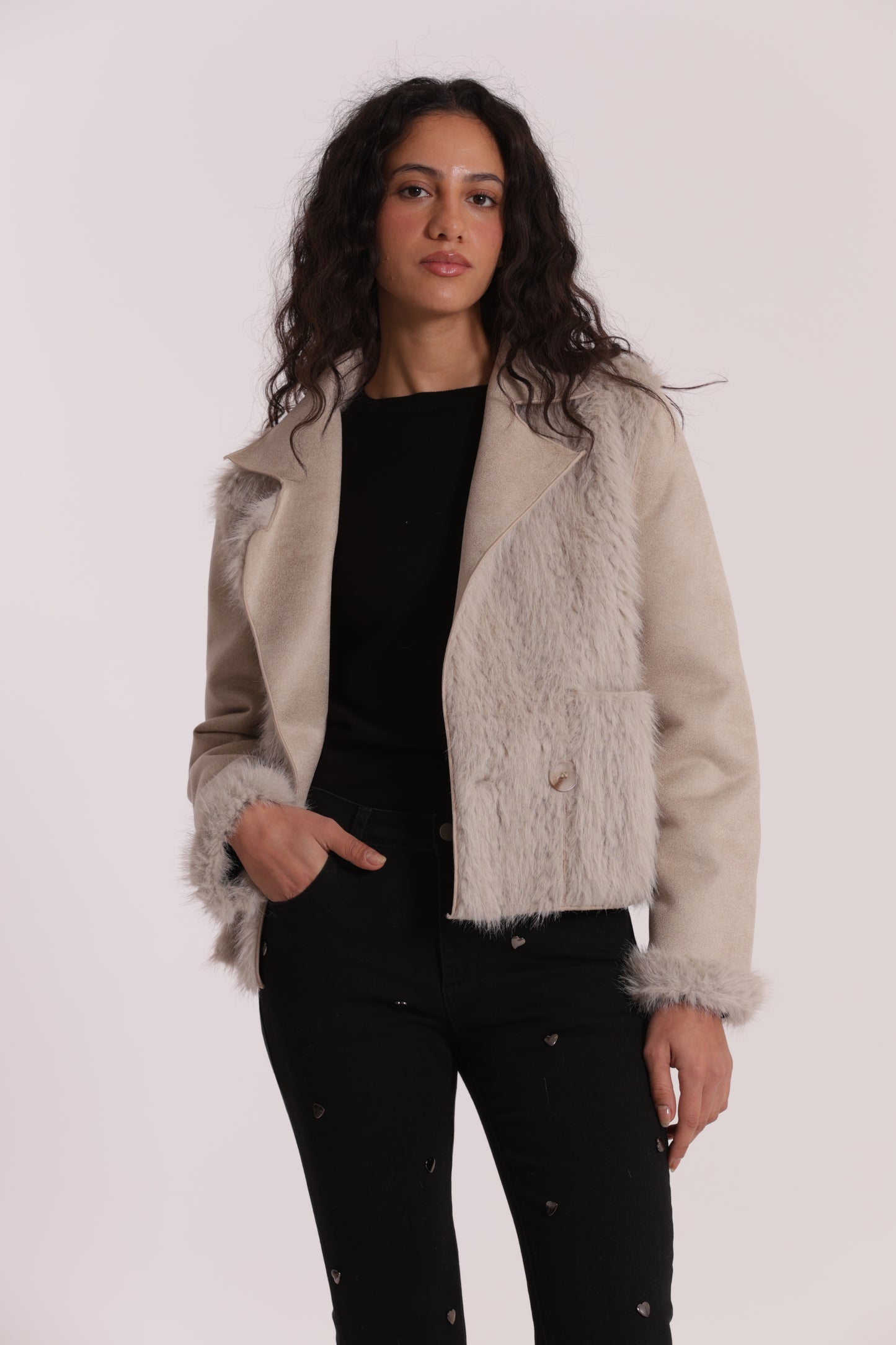 GIUBBOTTO CROPPED REVERSIBILE EFFETTO MONTONE