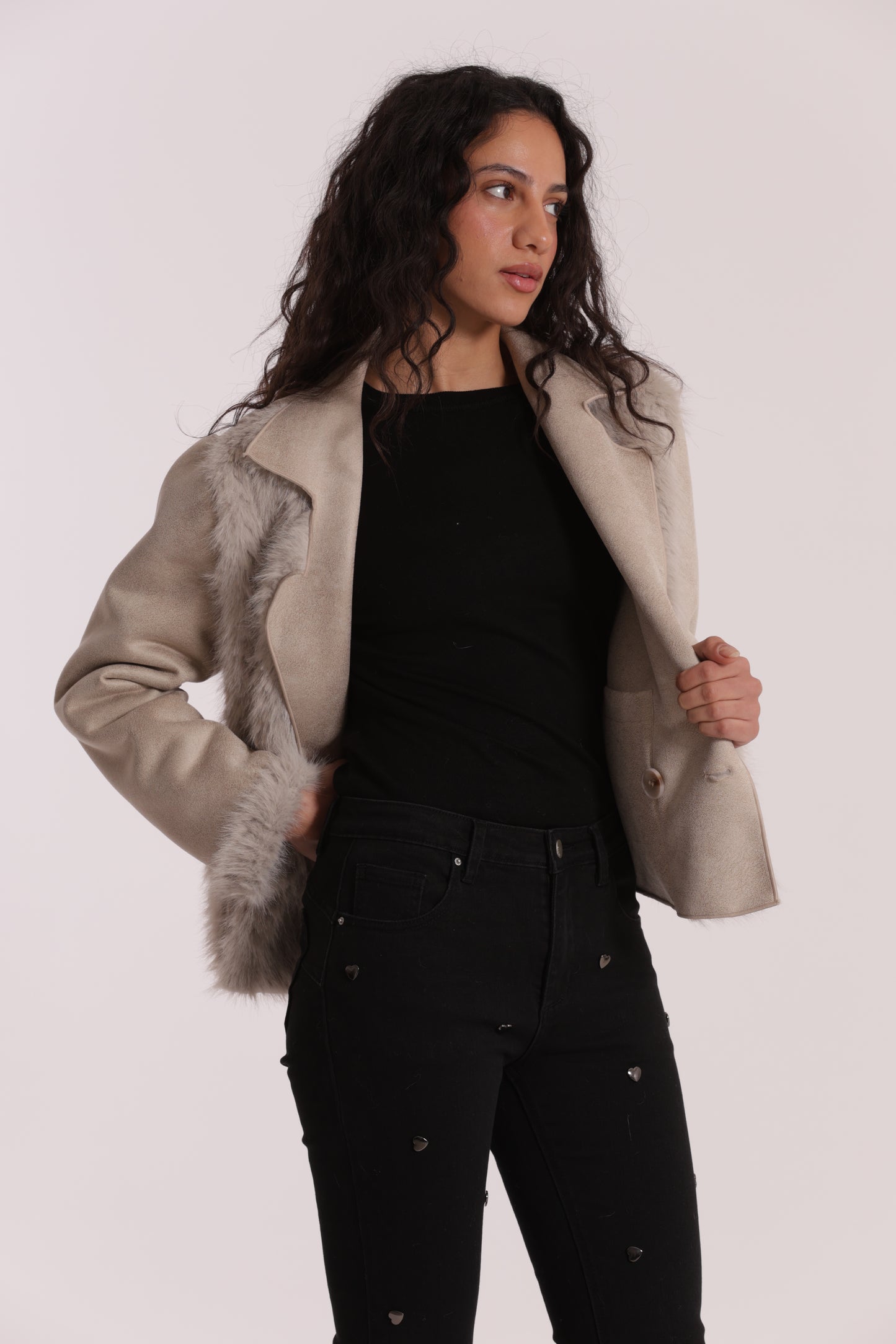 GIUBBOTTO CROPPED REVERSIBILE EFFETTO MONTONE