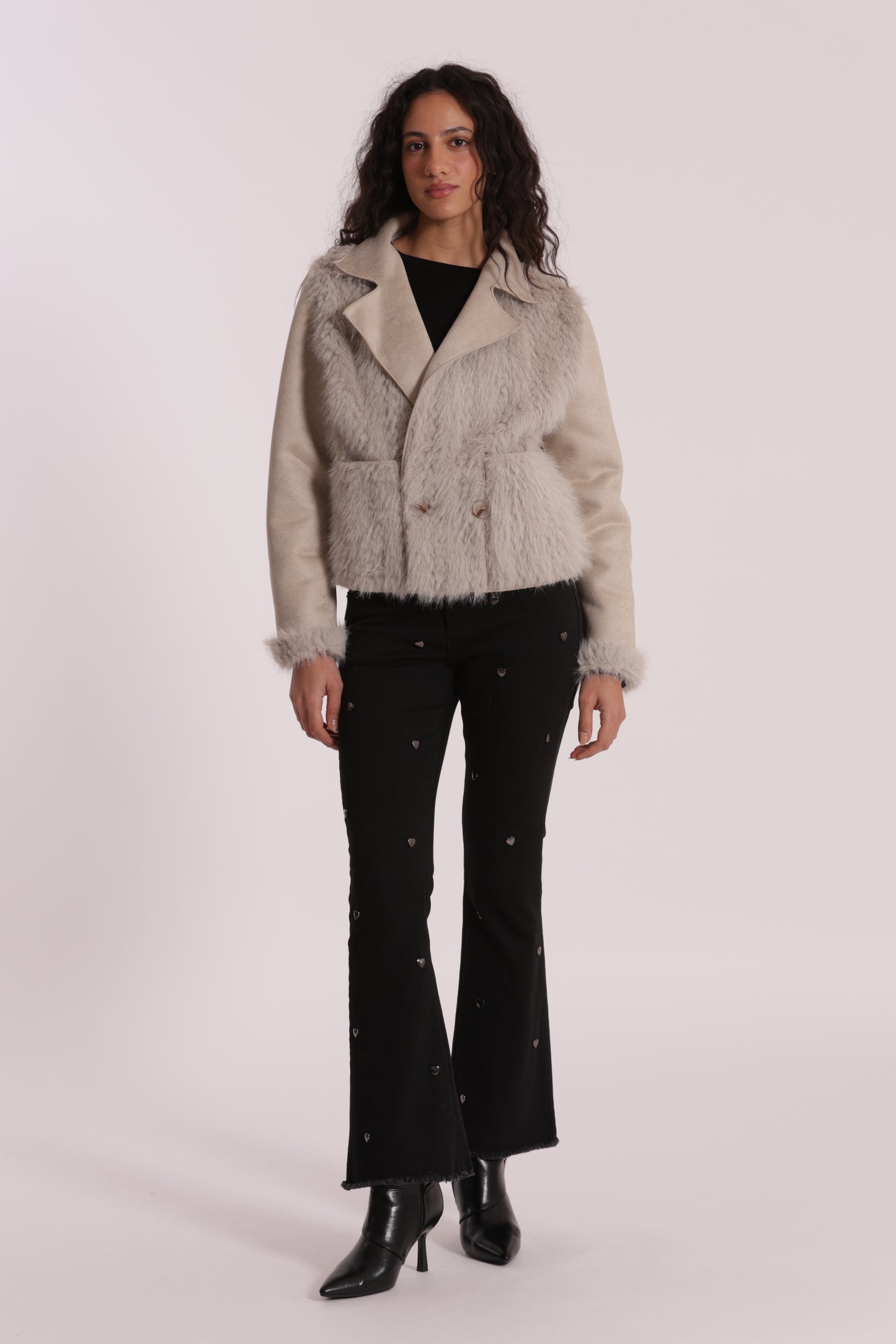 GIUBBOTTO CROPPED REVERSIBILE EFFETTO MONTONE