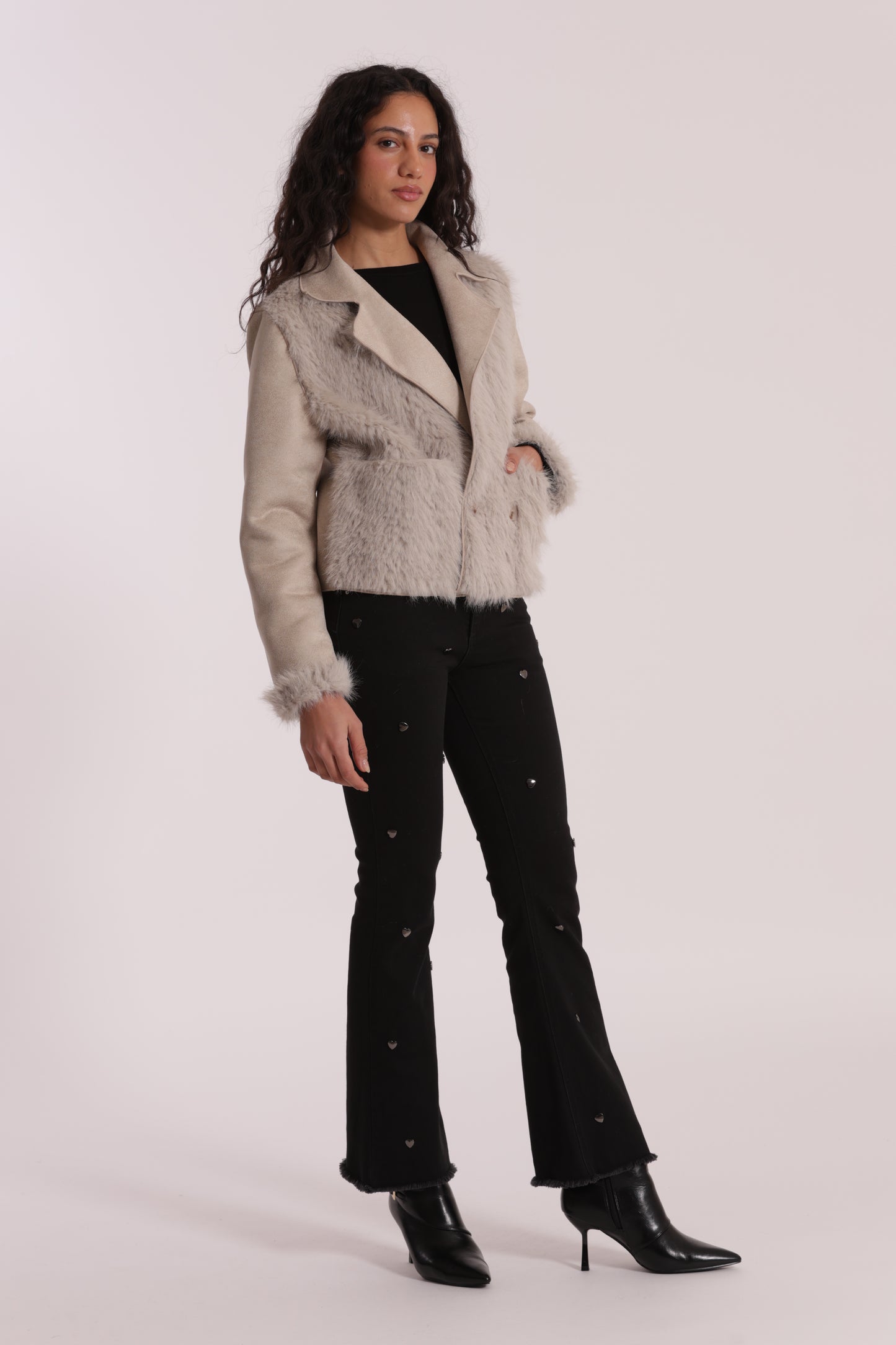 GIUBBOTTO CROPPED REVERSIBILE EFFETTO MONTONE