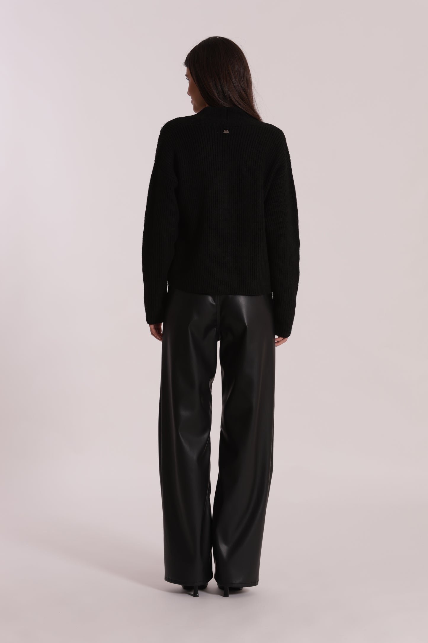 JEANS WIDE LEG SIMIL PELLE