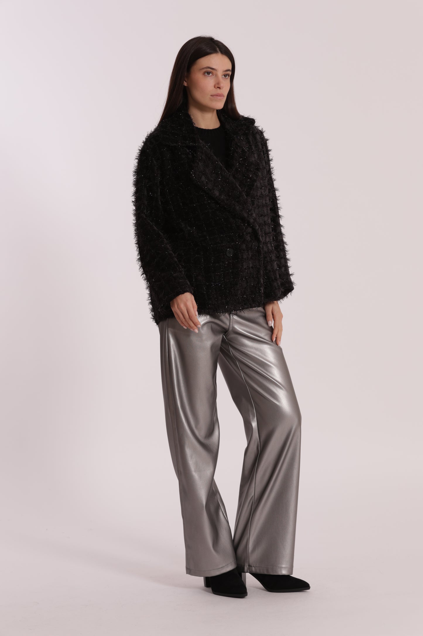 JEANS WIDE LEG SIMIL PELLE