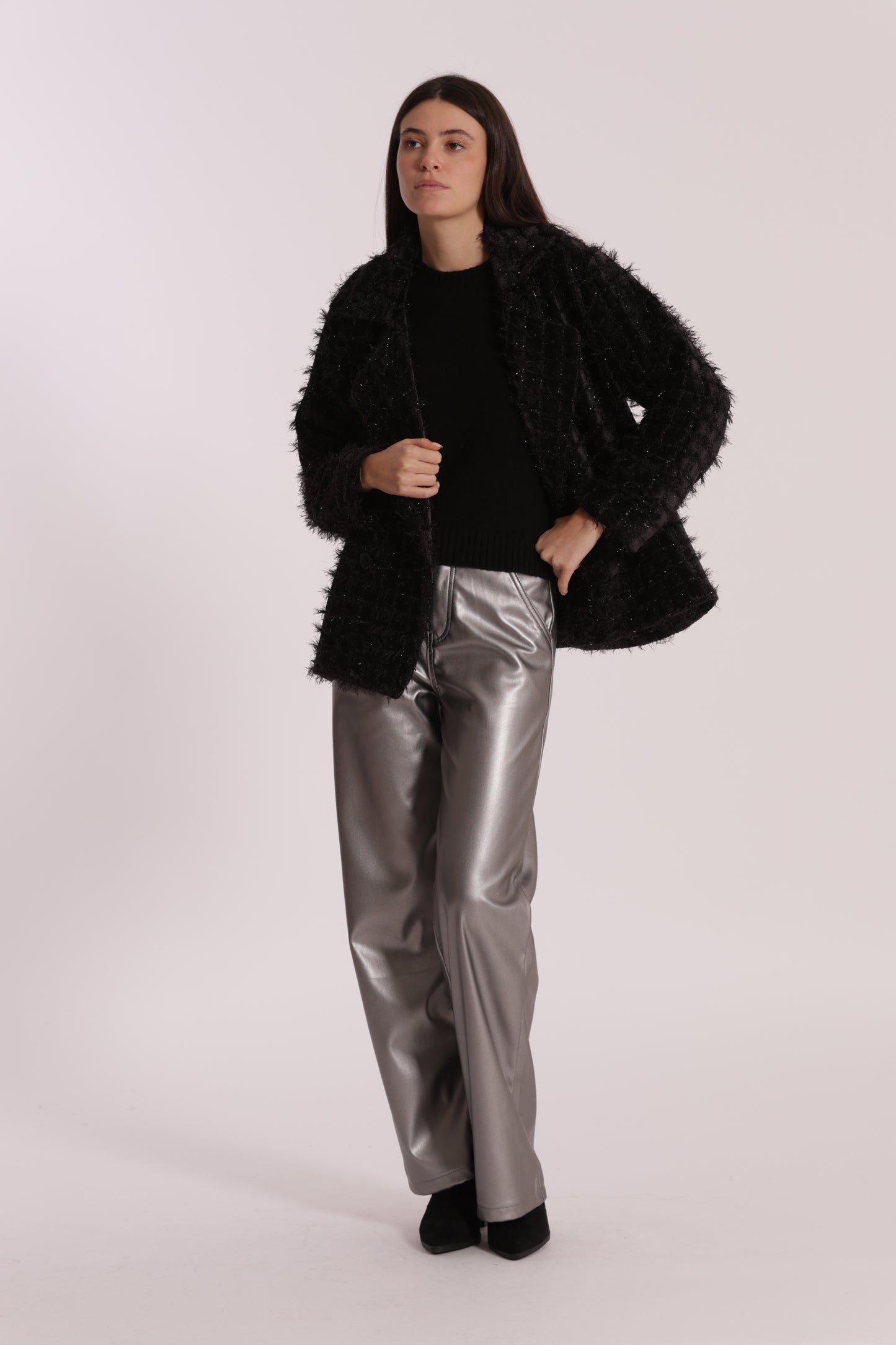 JEANS WIDE LEG SIMIL PELLE