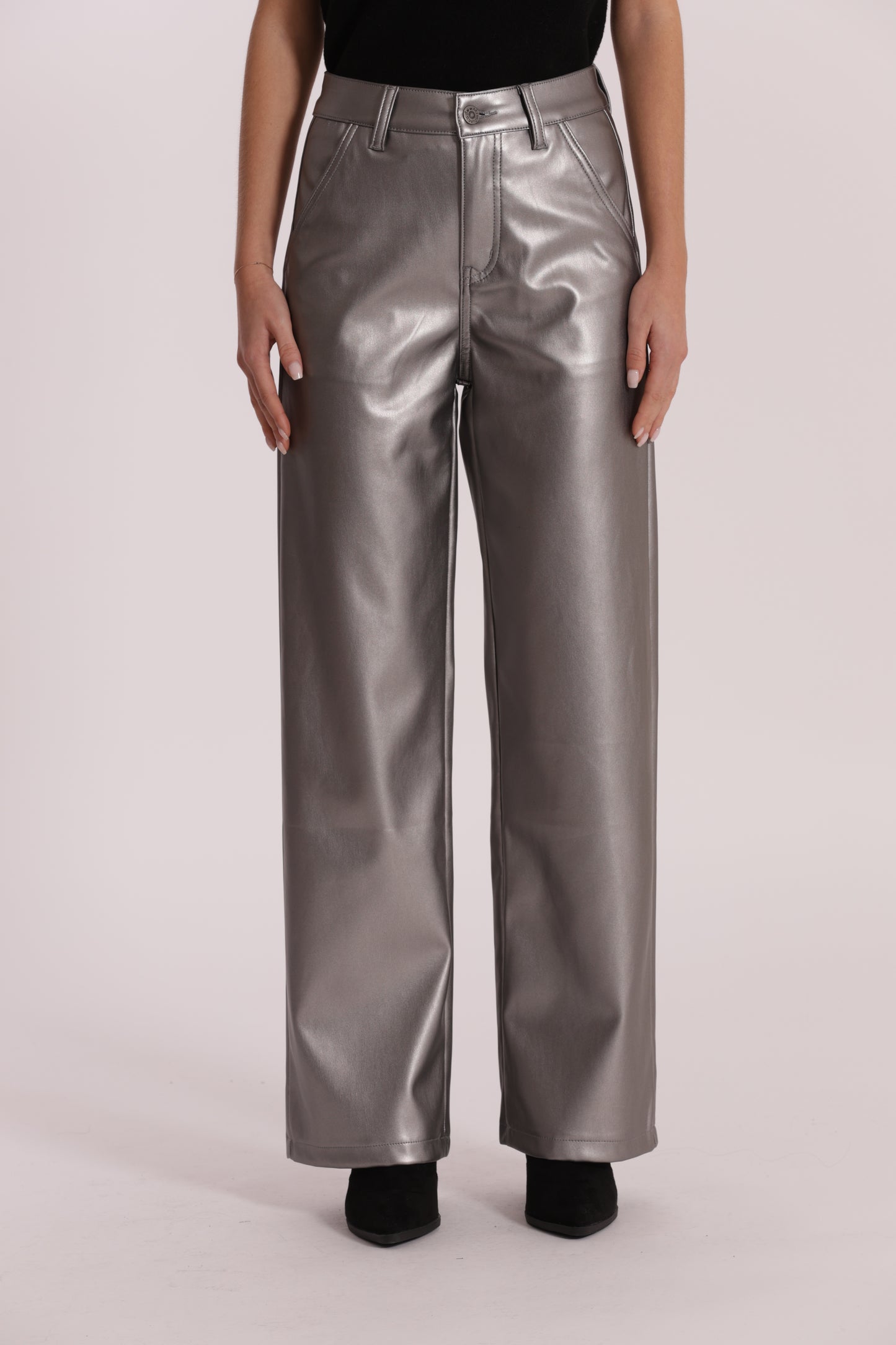 JEANS WIDE LEG SIMIL PELLE