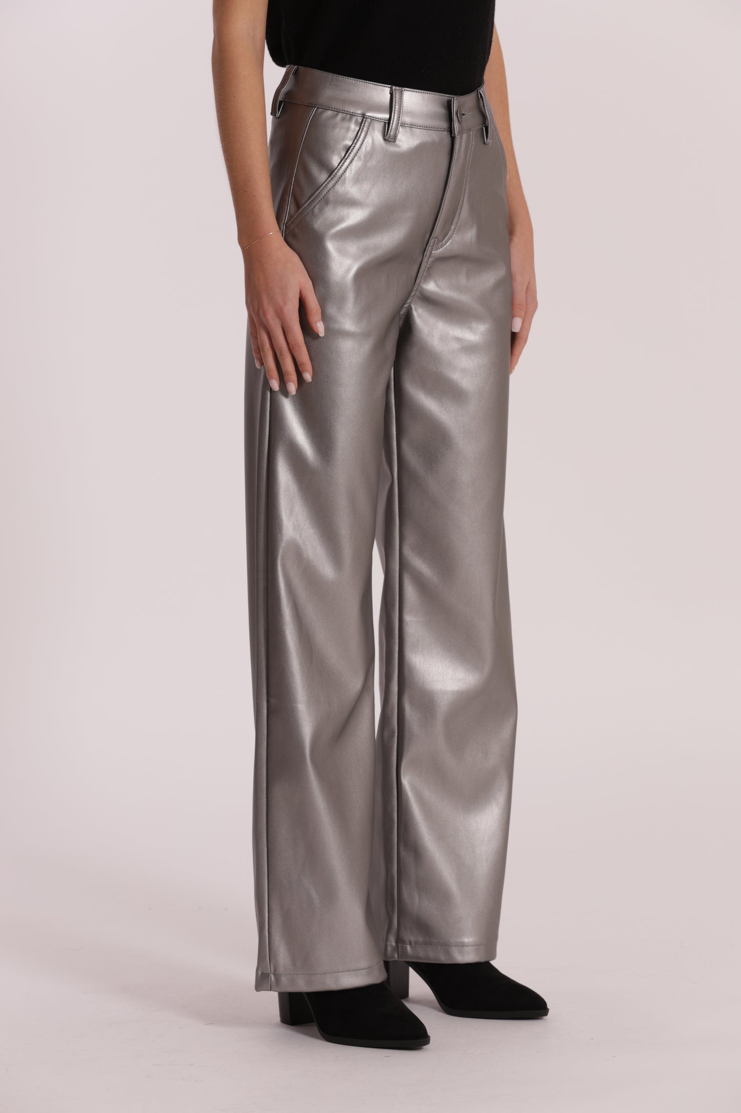 JEANS WIDE LEG SIMIL PELLE