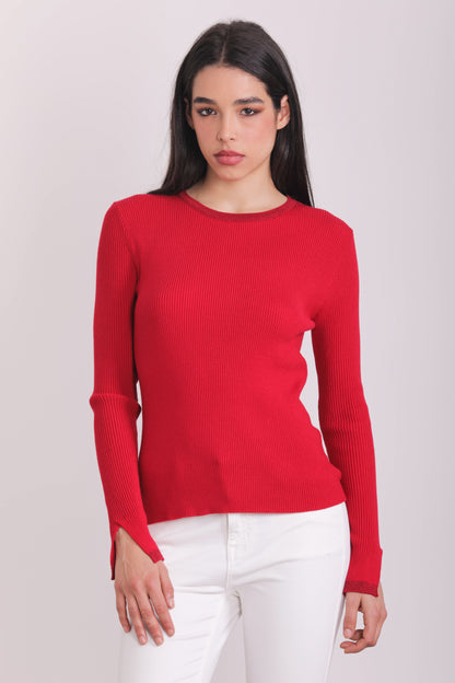 MAGLIA SCOLLO TONDO CON BORDI IN LUREX