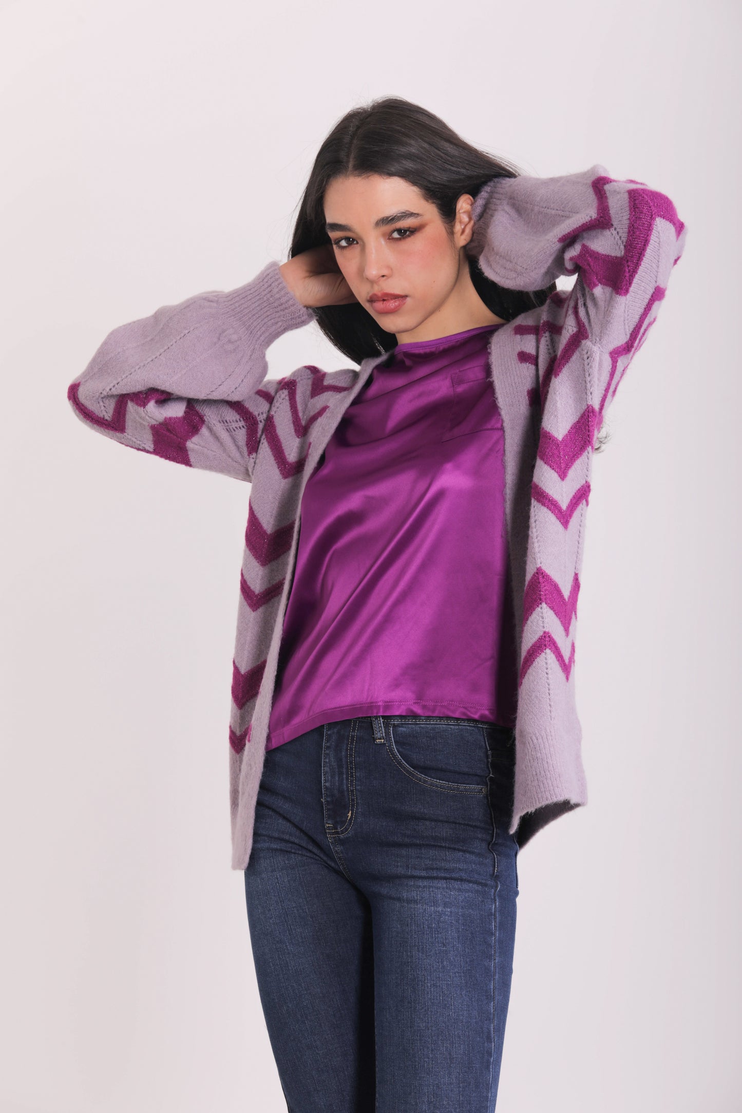 CARDIGAN APERTO CON MOTIVO ZIG-ZAG