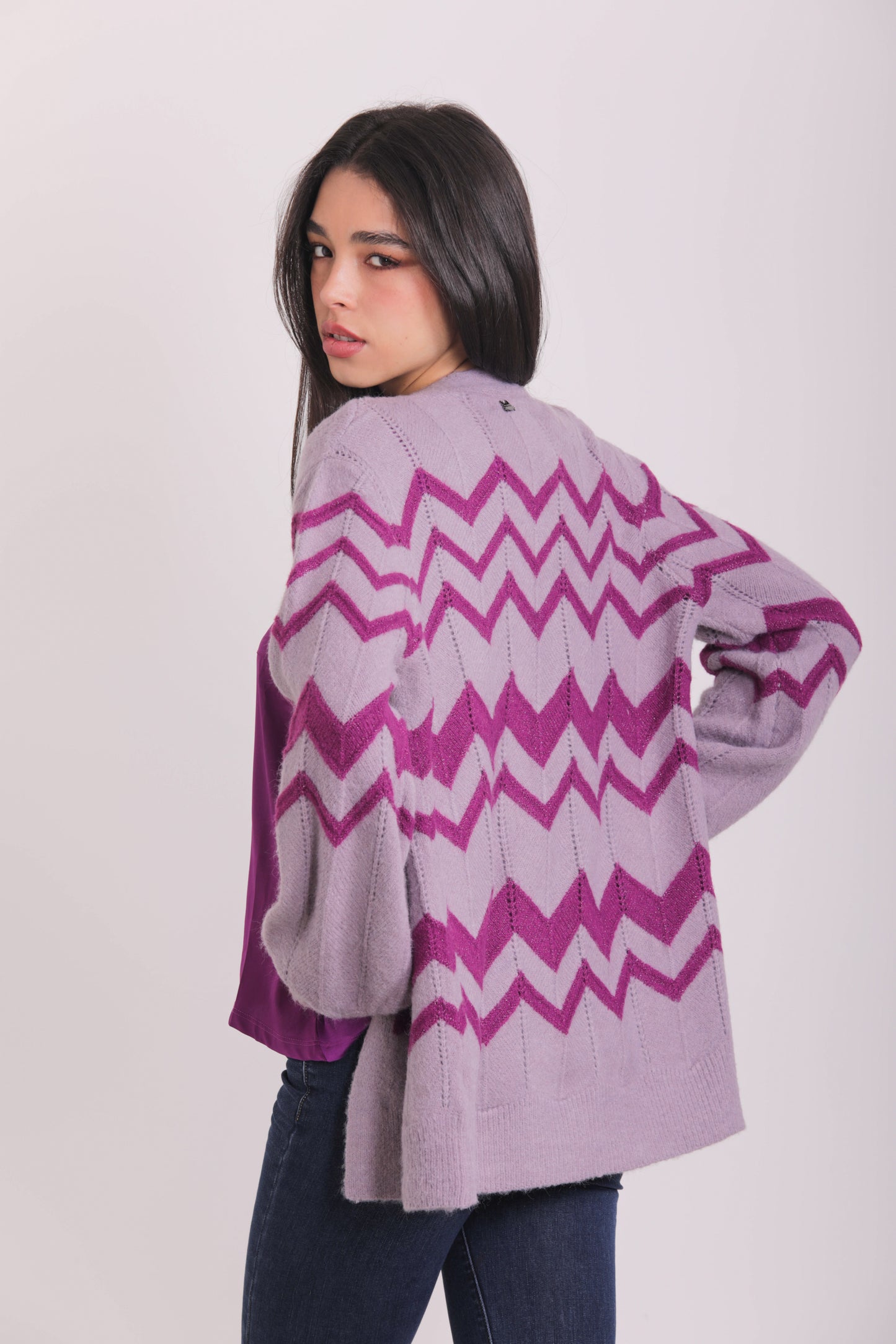 CARDIGAN APERTO CON MOTIVO ZIG-ZAG