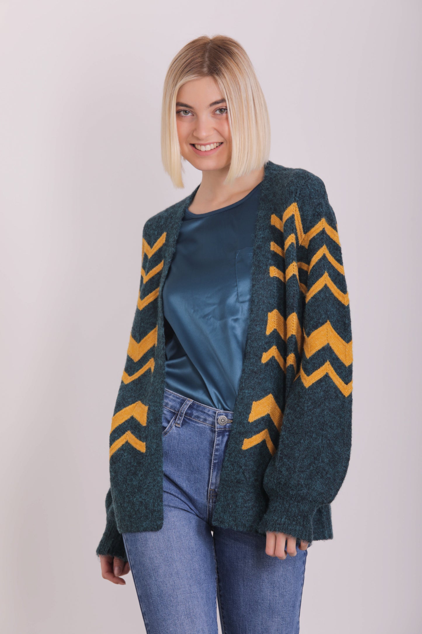 CARDIGAN APERTO CON MOTIVO ZIG-ZAG