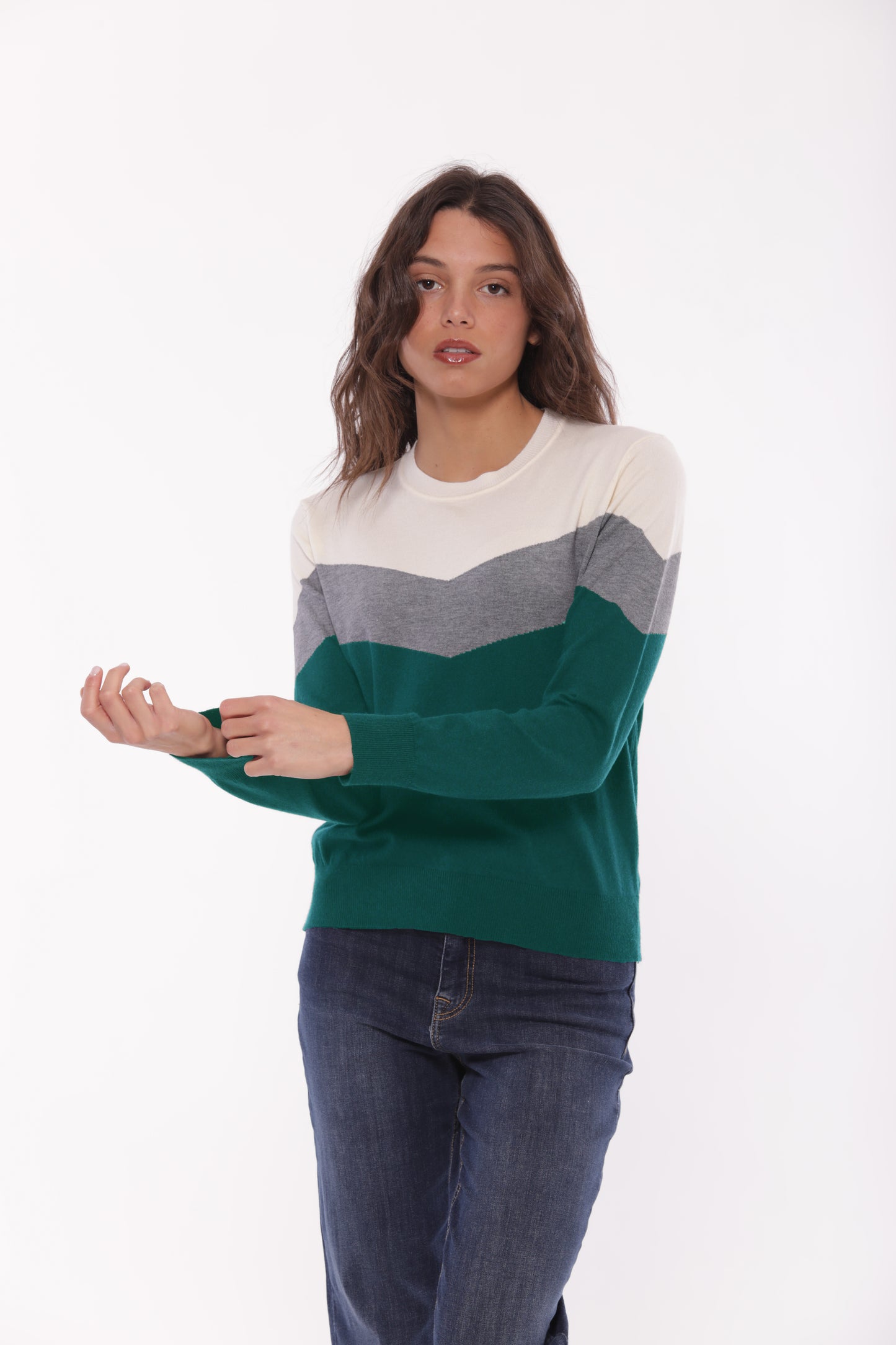 MAGLIA SCOLLO TONDO COLOR BLOCK