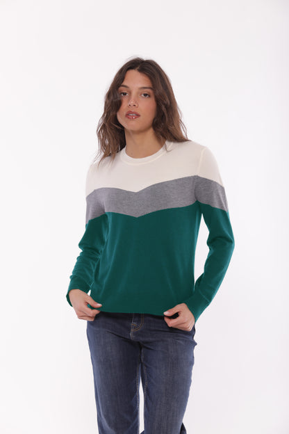 MAGLIA SCOLLO TONDO COLOR BLOCK