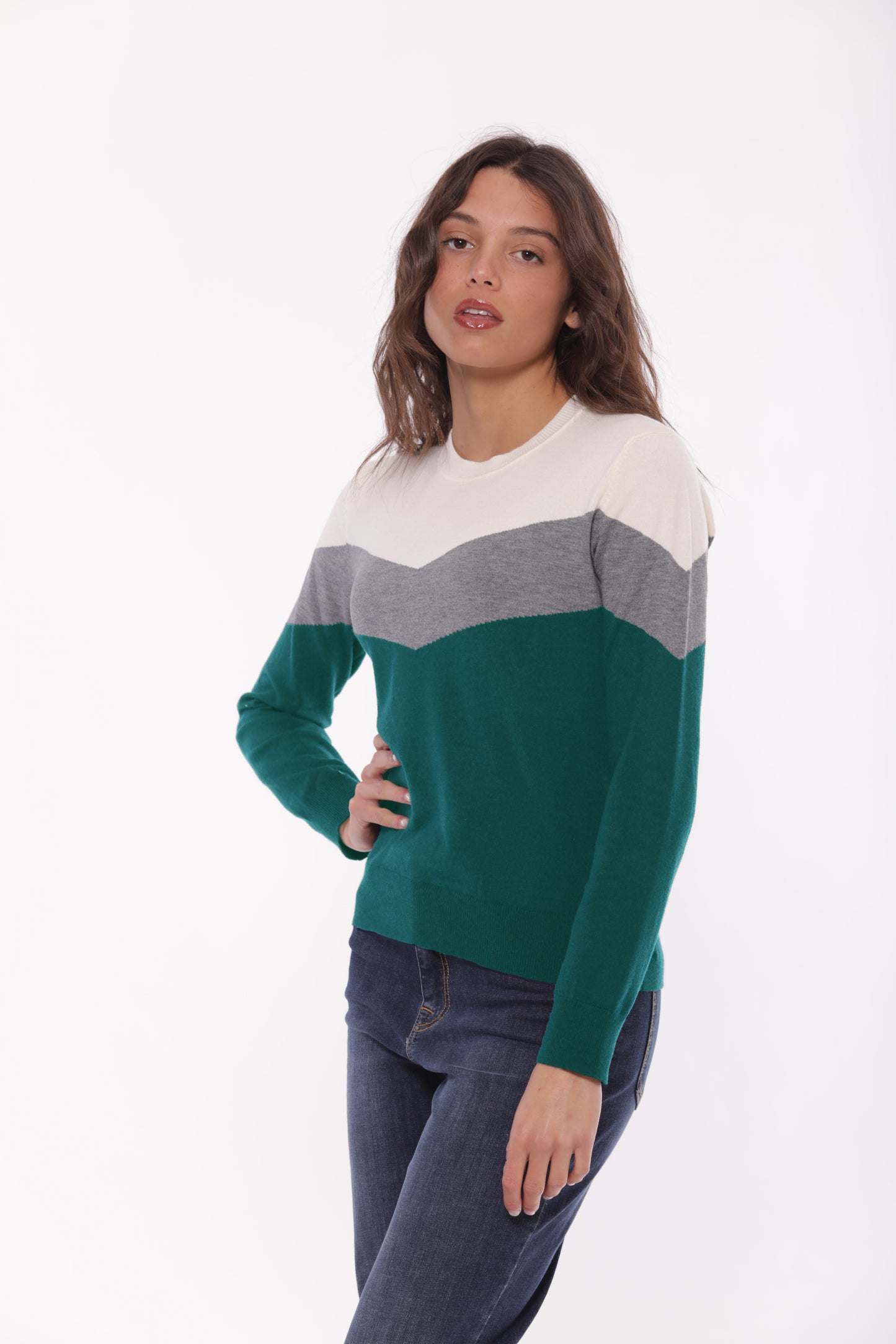 MAGLIA SCOLLO TONDO COLOR BLOCK