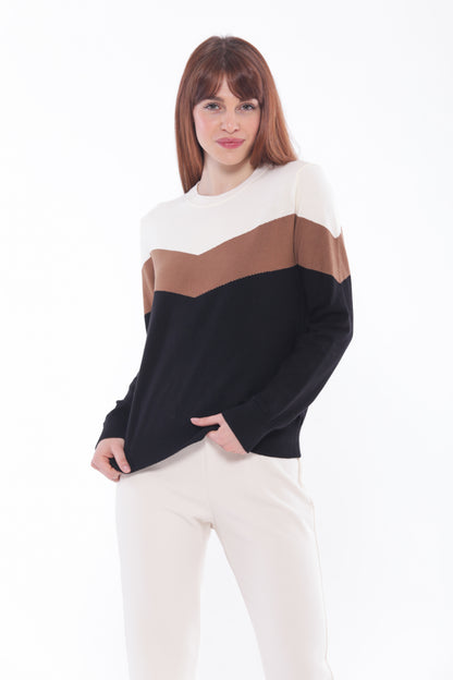 MAGLIA SCOLLO TONDO COLOR BLOCK