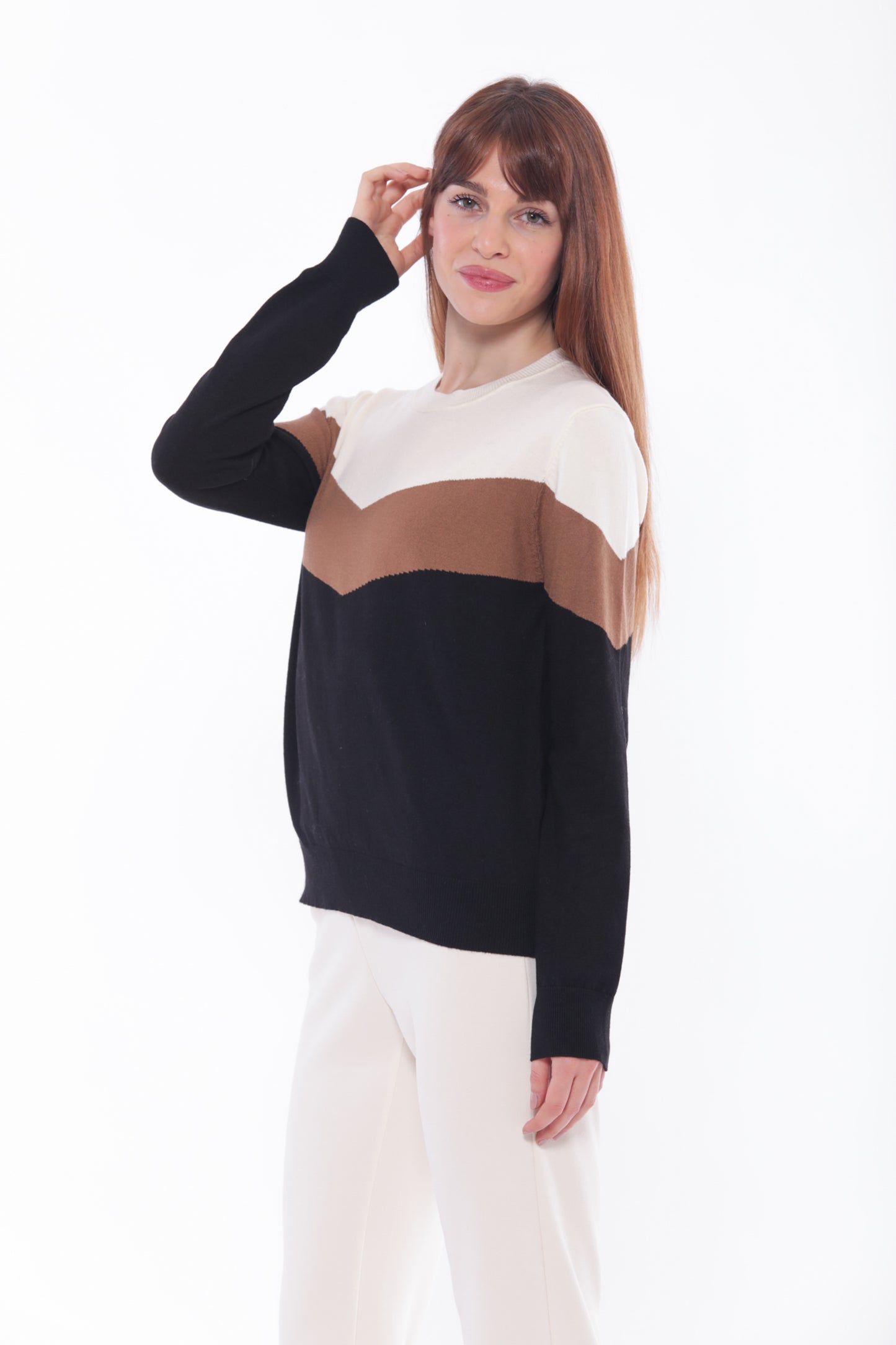 MAGLIA SCOLLO TONDO COLOR BLOCK