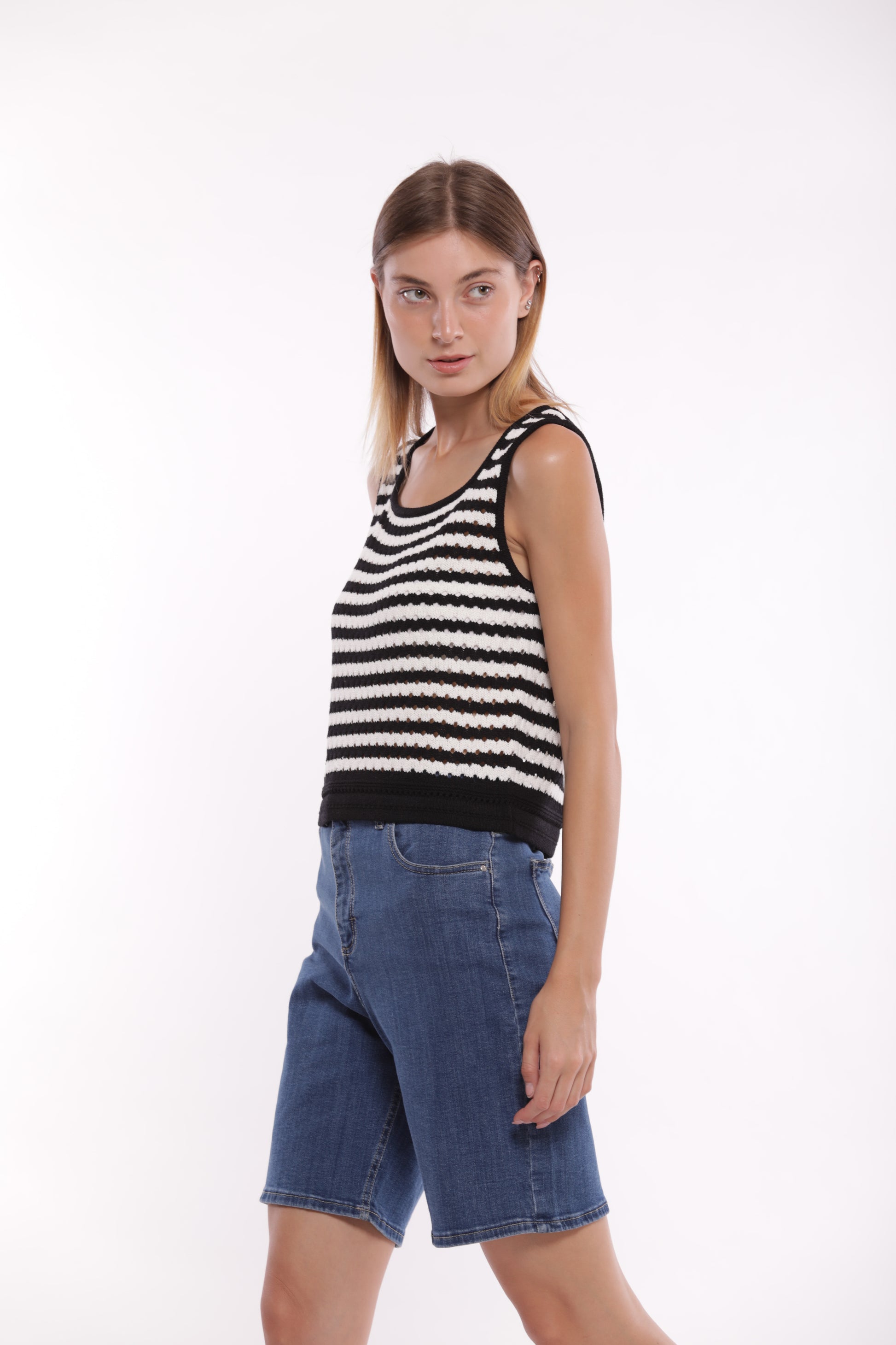 TOP IN MAGLIA A RIGHE