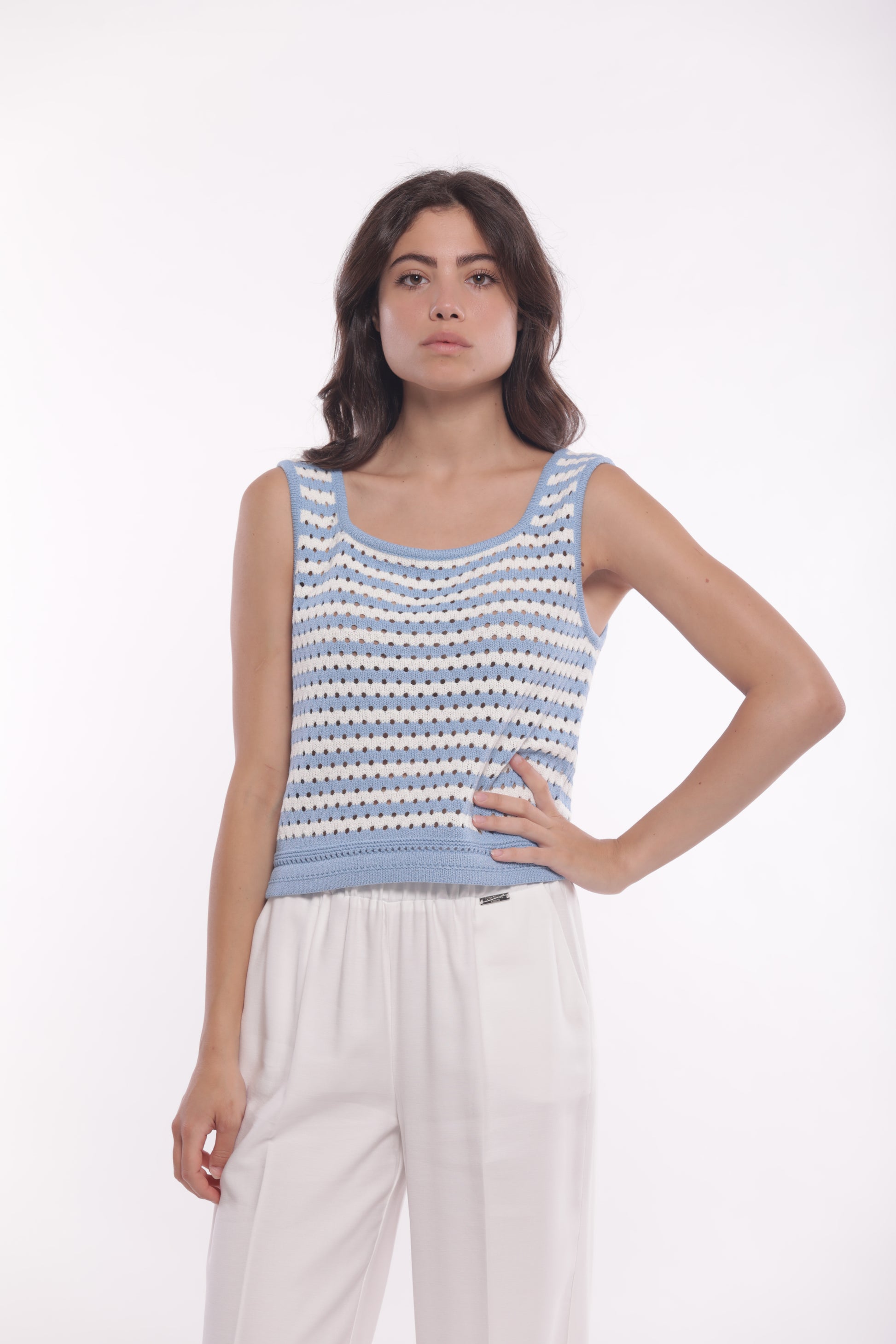 TOP IN MAGLIA A RIGHE