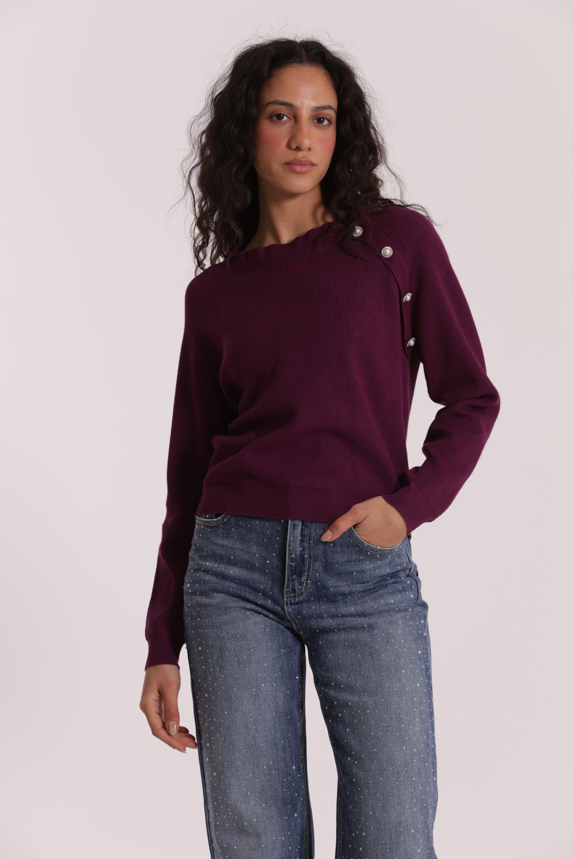 MAGLIA CON BOTTONI GIOIELLO