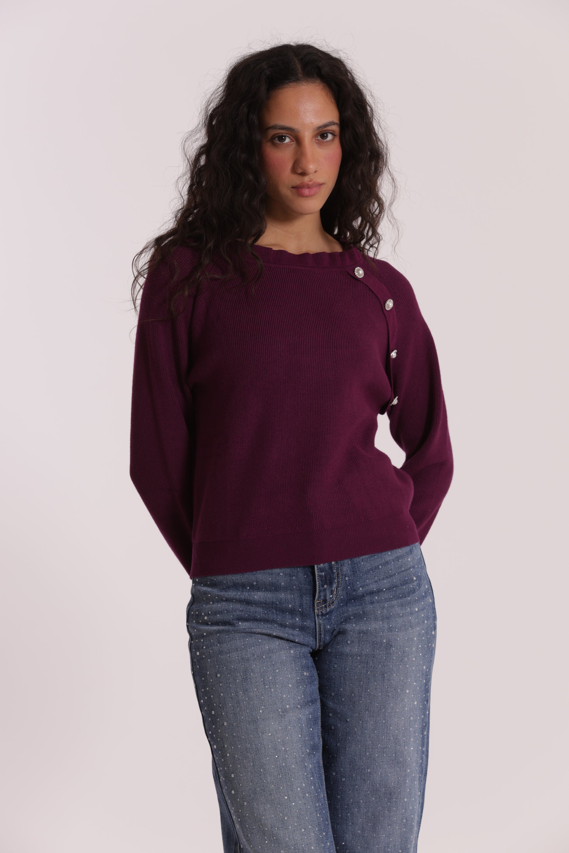 MAGLIA CON BOTTONI GIOIELLO