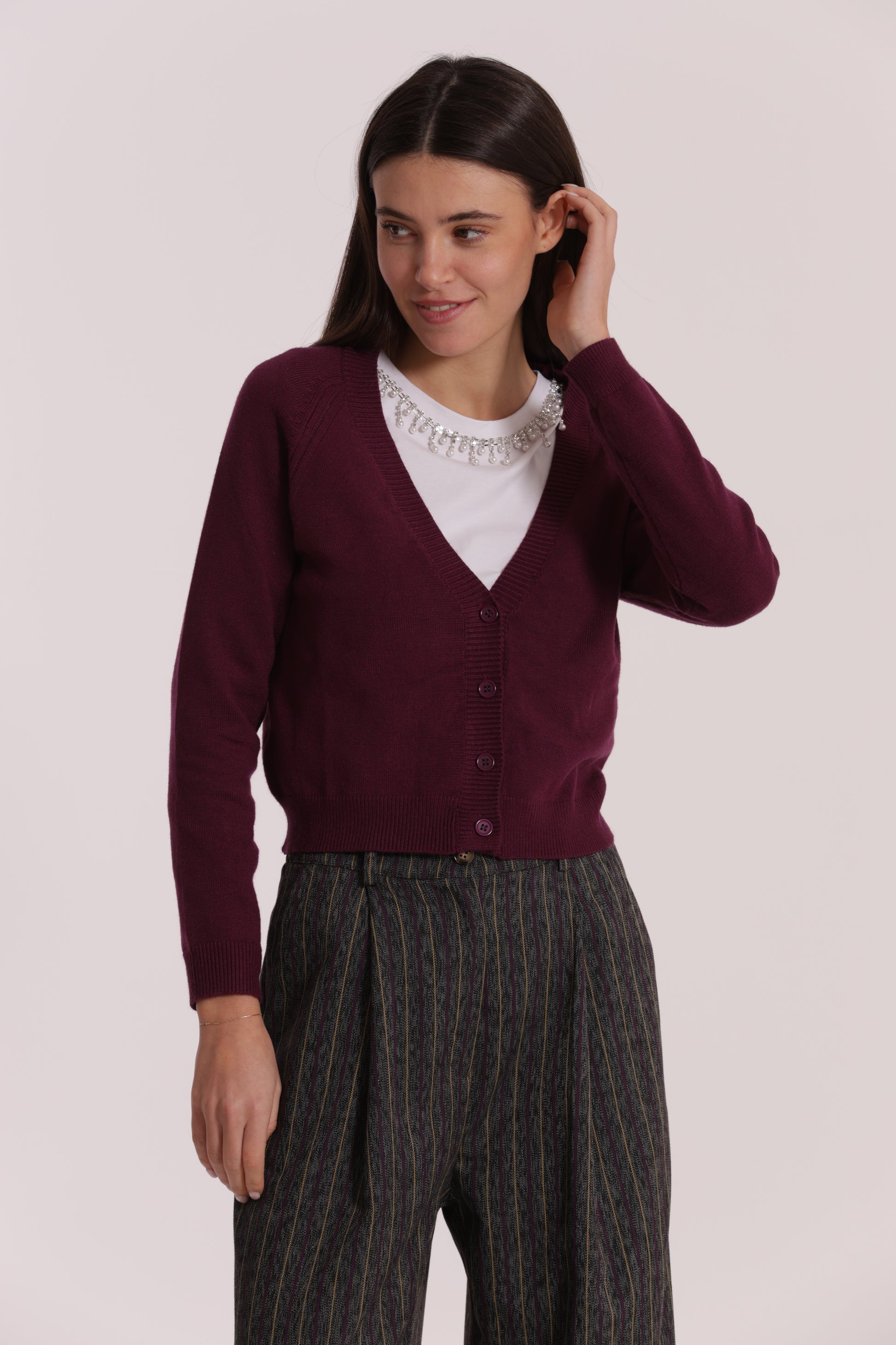 MAGLIA CARDIGAN CON BOTTONI GIOIELLO