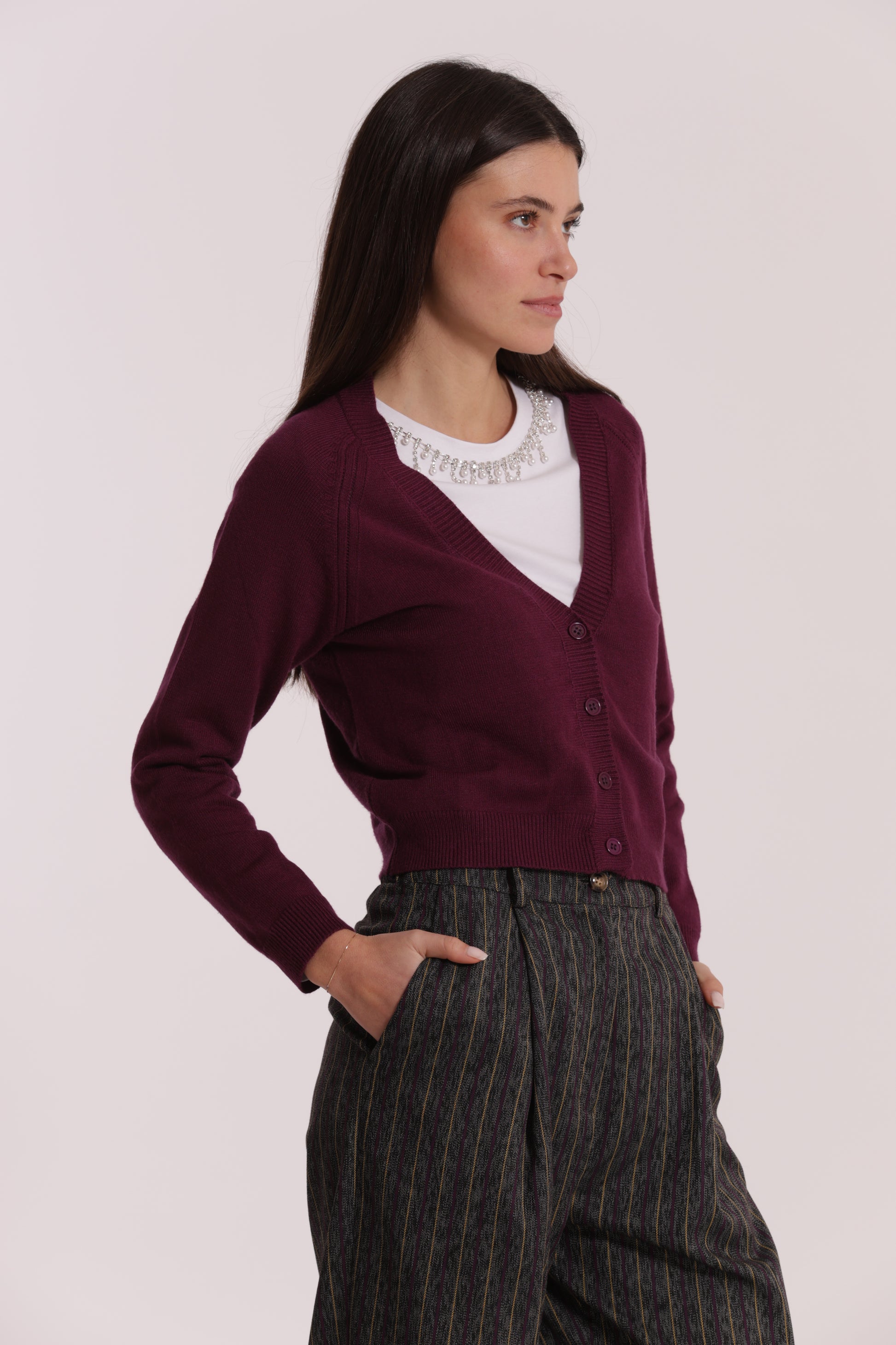 MAGLIA CARDIGAN CON BOTTONI GIOIELLO