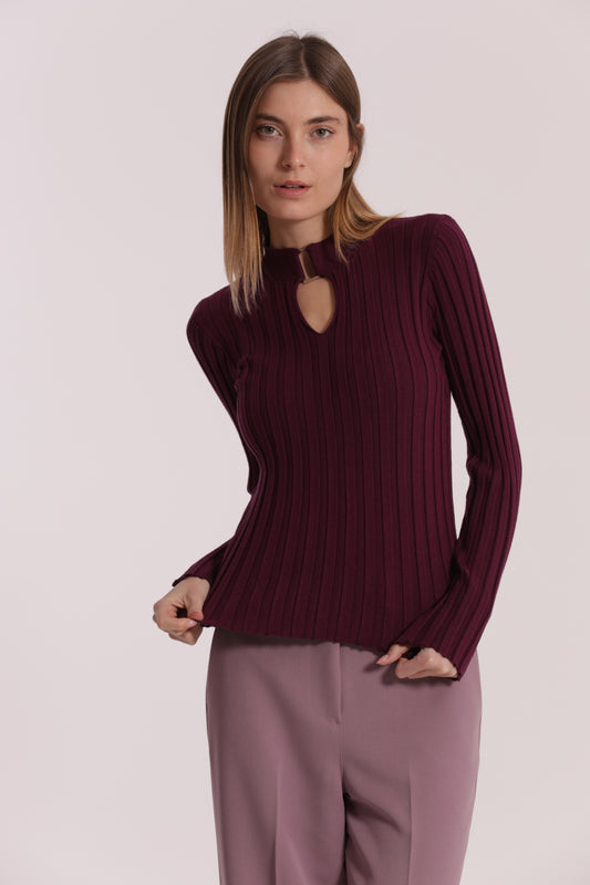 MAGLIA SCOLLO A GOCCIA CON ACCESSORIO METALLICO