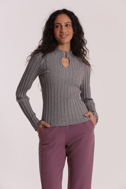 MAGLIA SCOLLO A GOCCIA CON ACCESSORIO METALLICO